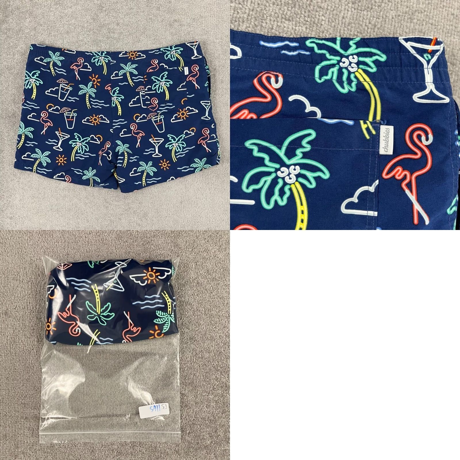 Chubbies Chubbies Swim Trunks Mens 2XL / 6" Lined Neon Flamingo Paradise Blue Board Short Size US 39 - 8 Thumbnail