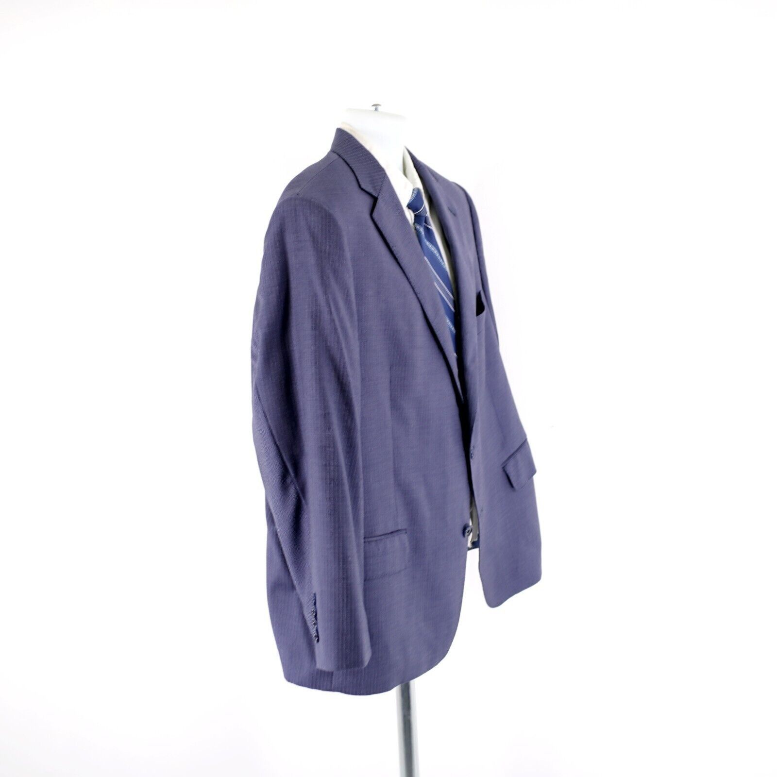 Hart Schaffner Marx Hart Schaffner Marx Light Blue Worsted Wool Striped Suit 46S Size 46S - 10 Thumbnail