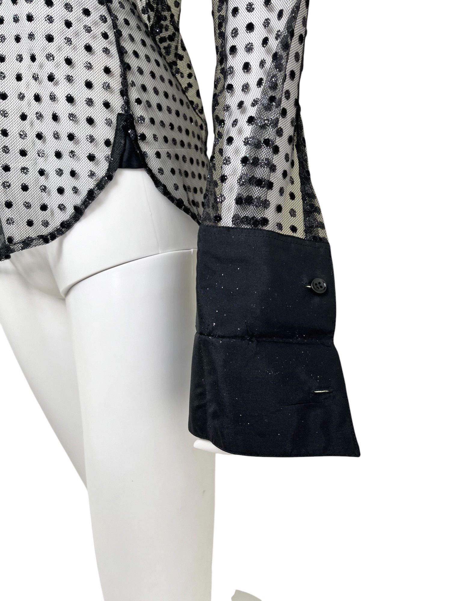 Saint Laurent Paris by Hedi Slimane S/S 2016 Transparent Silver Pois Shirt Size S / US 4 / IT 40 - 8 Thumbnail