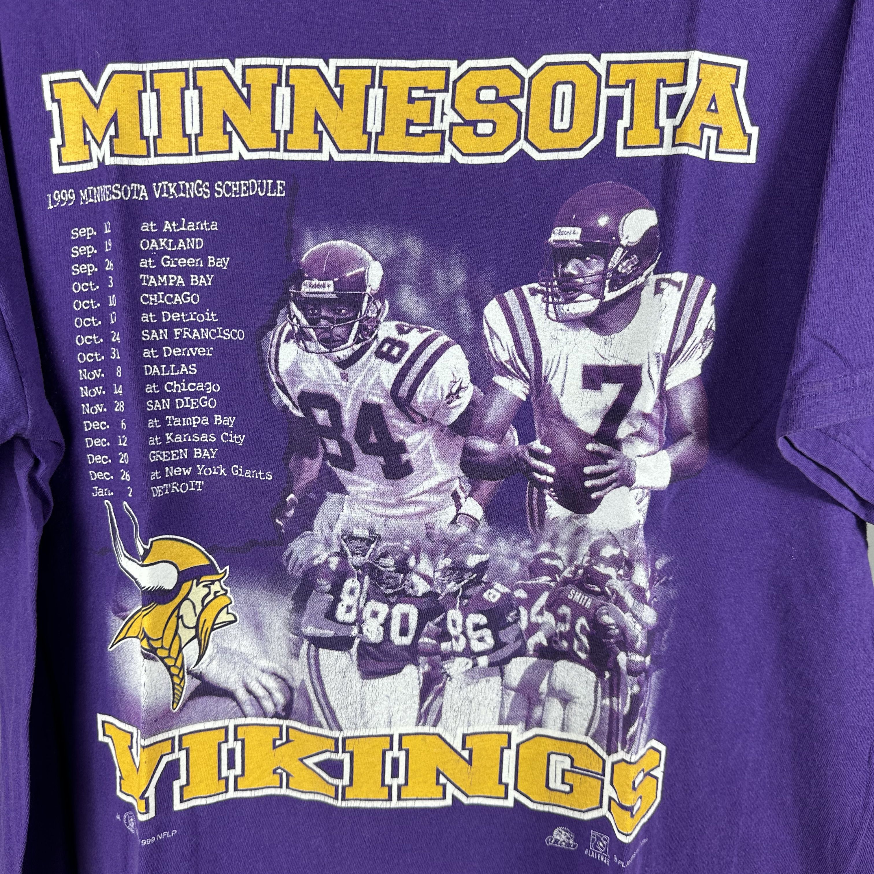 Vintage Vintage 1999 Minnesota Vikings Schedule NFL Graphic T-Shirt Size US XL / EU 56 / 4 - 2 Thumbnail