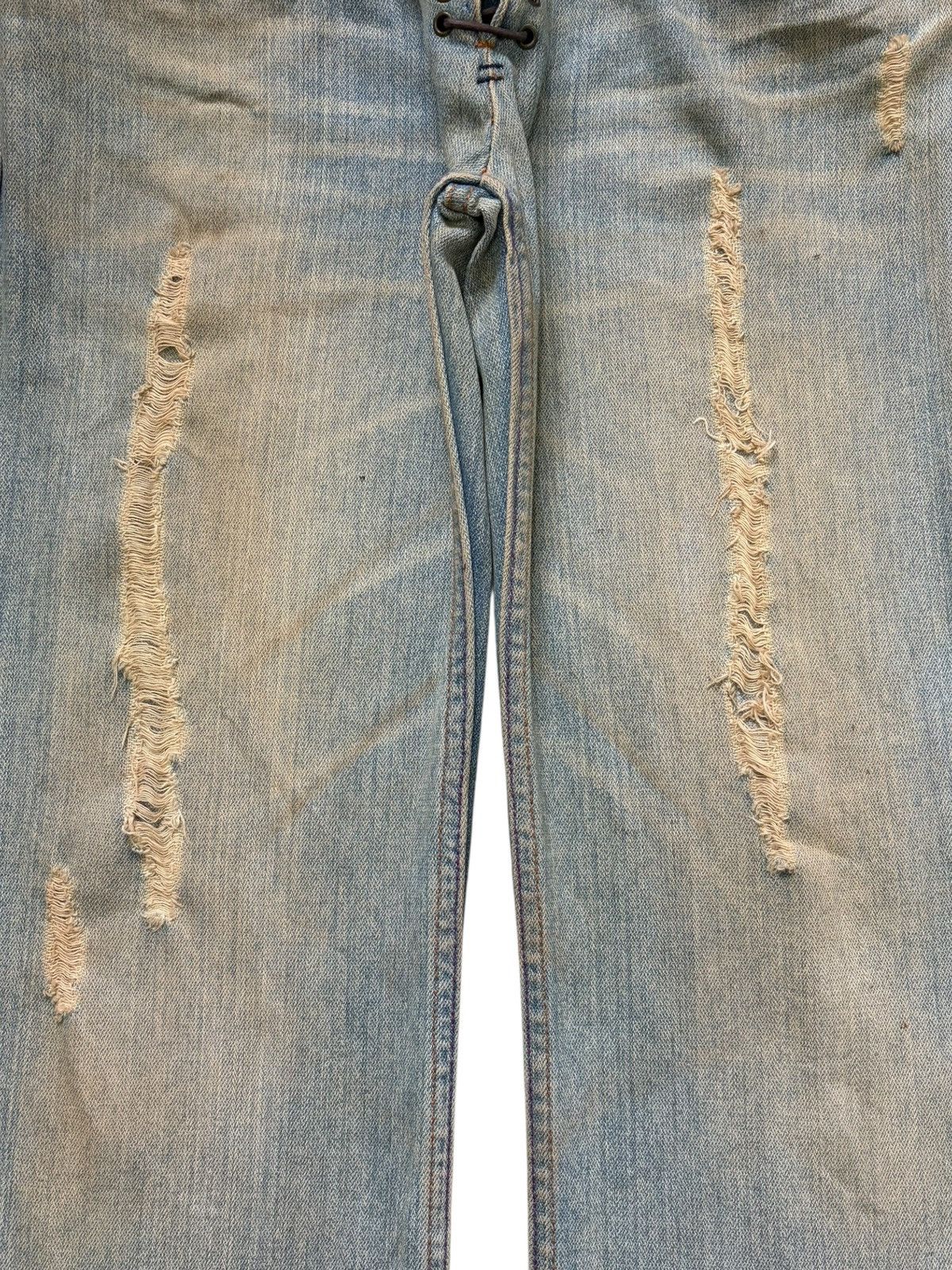 If Six Was Nine Vintage Nylaus Laced Up Double Waist Low Rise Flare Jeans Size 31" - 3 Thumbnail