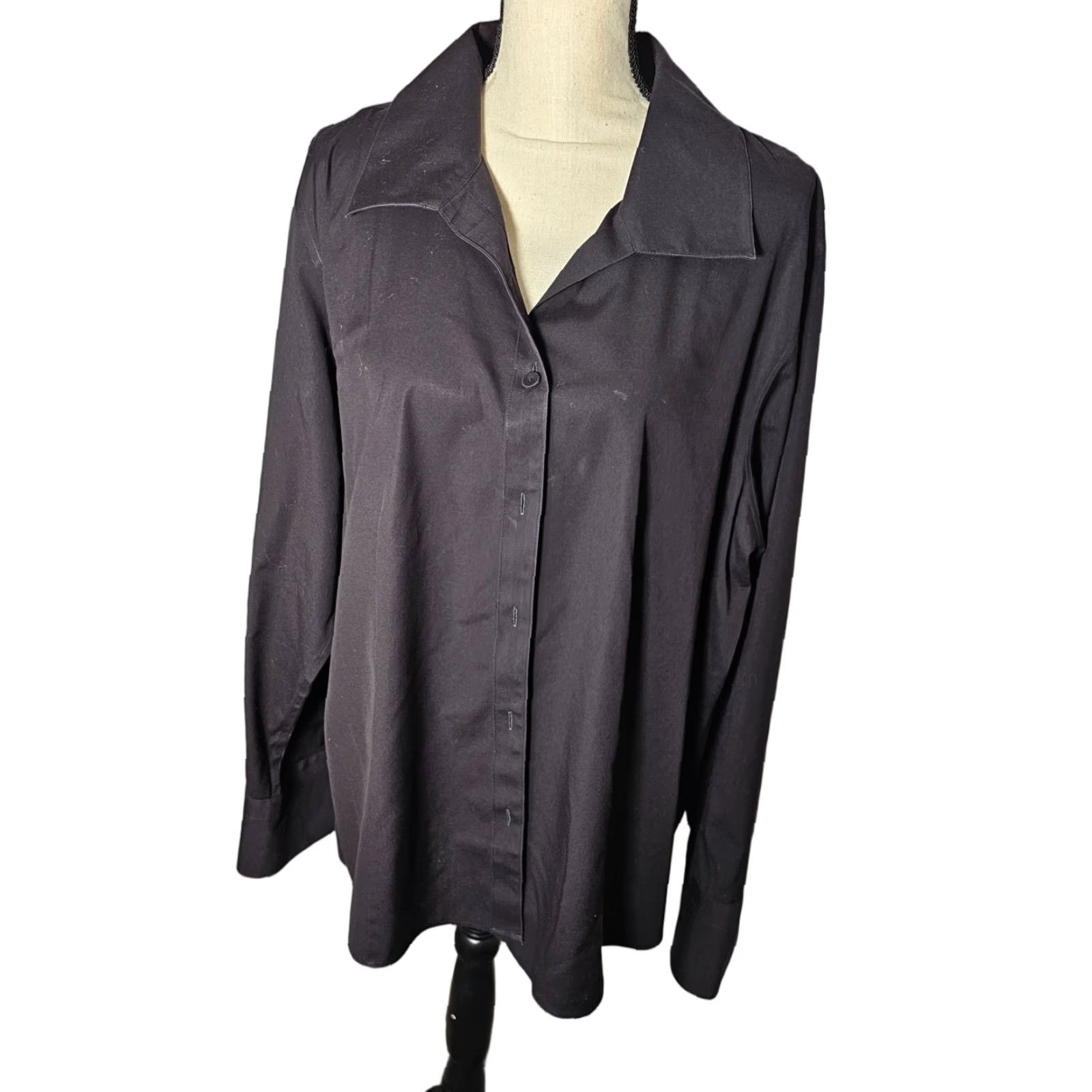Talbots VINTAGE Talbots Plus Size 20W Black Long Sleeve Button Shirt Collared Top Casual Business Women's Size 3XL / US 20-22 - 1 Thumbnail