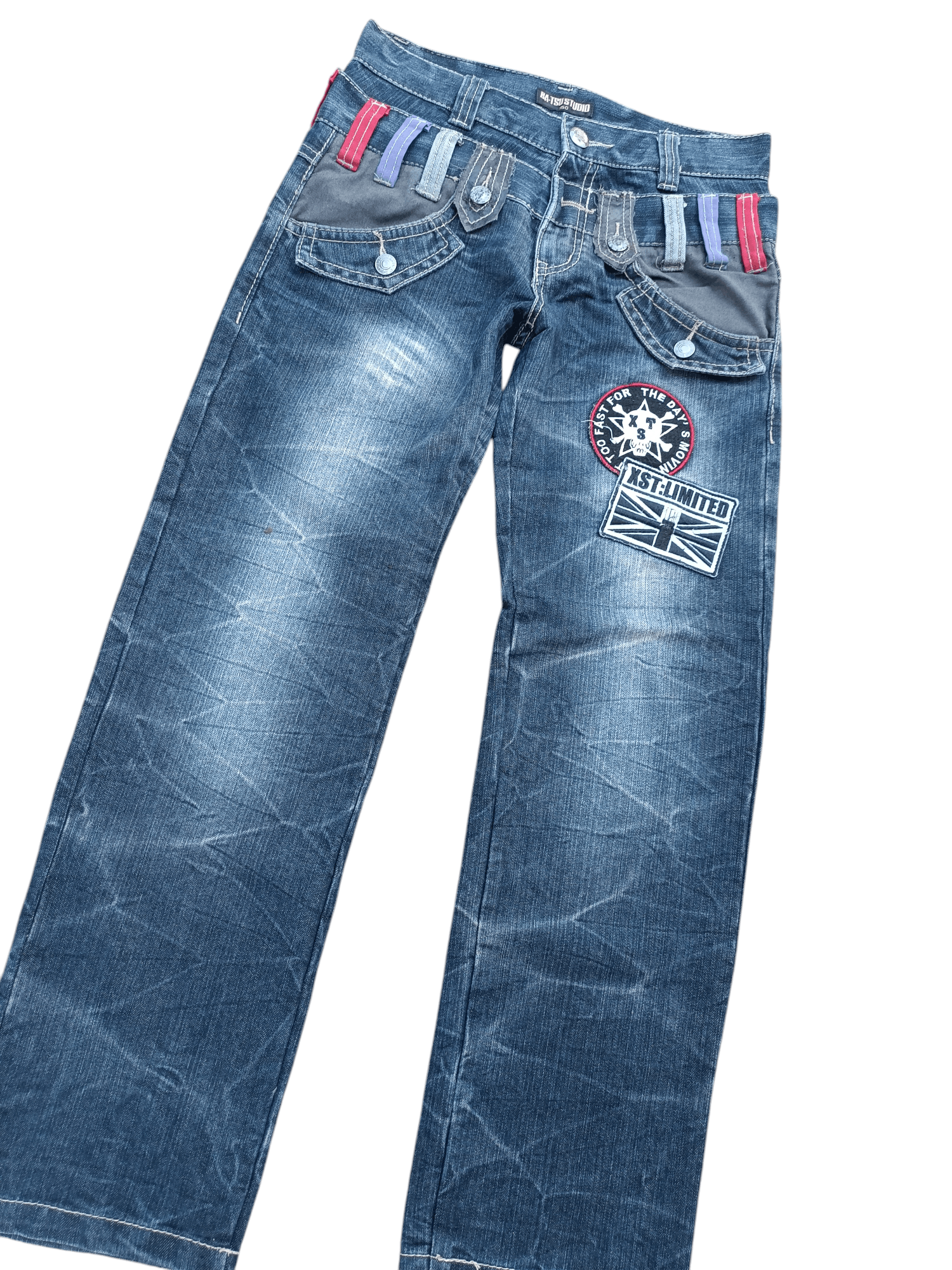 Japanese Brand RARE 🔥 Ba-tsu Studio Double Waist Patchwork Denim Jeans Size US 28 / EU 44 - 3 Thumbnail