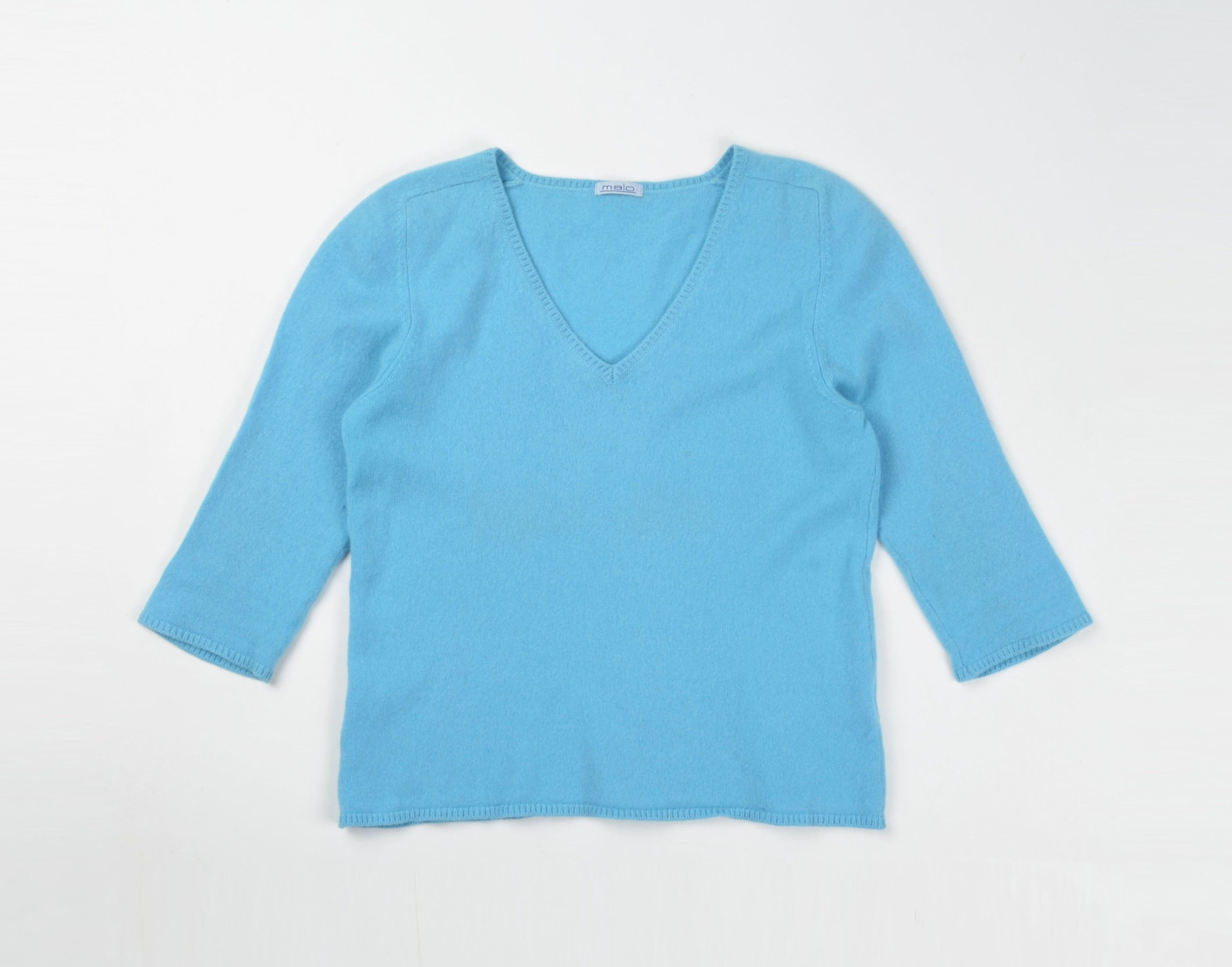 Malo Malo Women's Blue 3/4 Sleeve 100% Cashmere Sweater Size L / US 10 / IT 46 - 1 Thumbnail