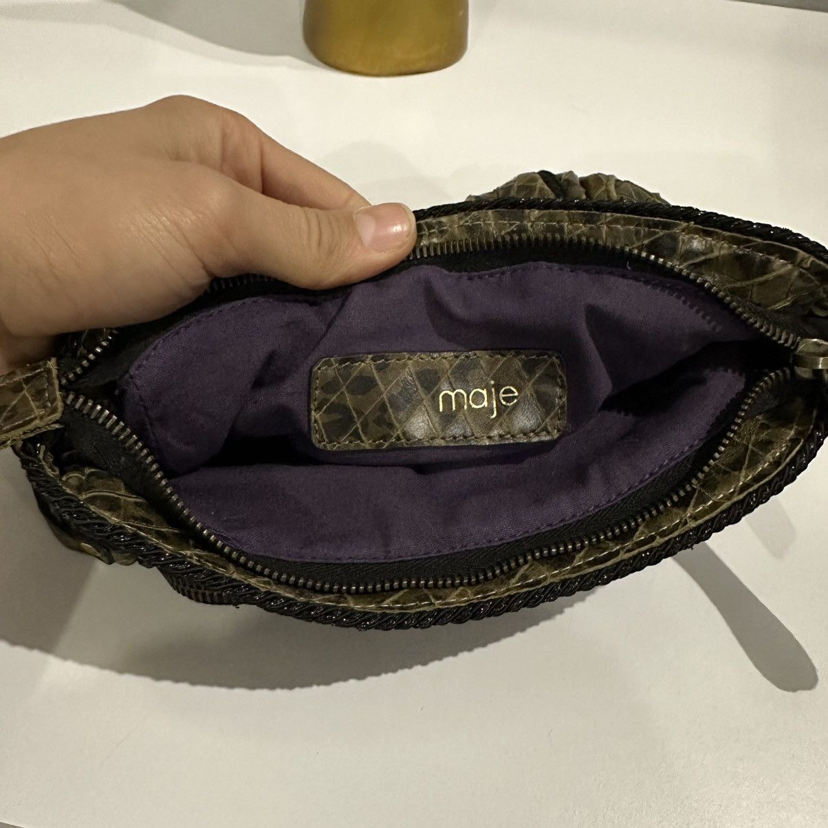 Maje MAJE Carnaby Women’s Leather Clutch Size ONE SIZE - 9 Thumbnail