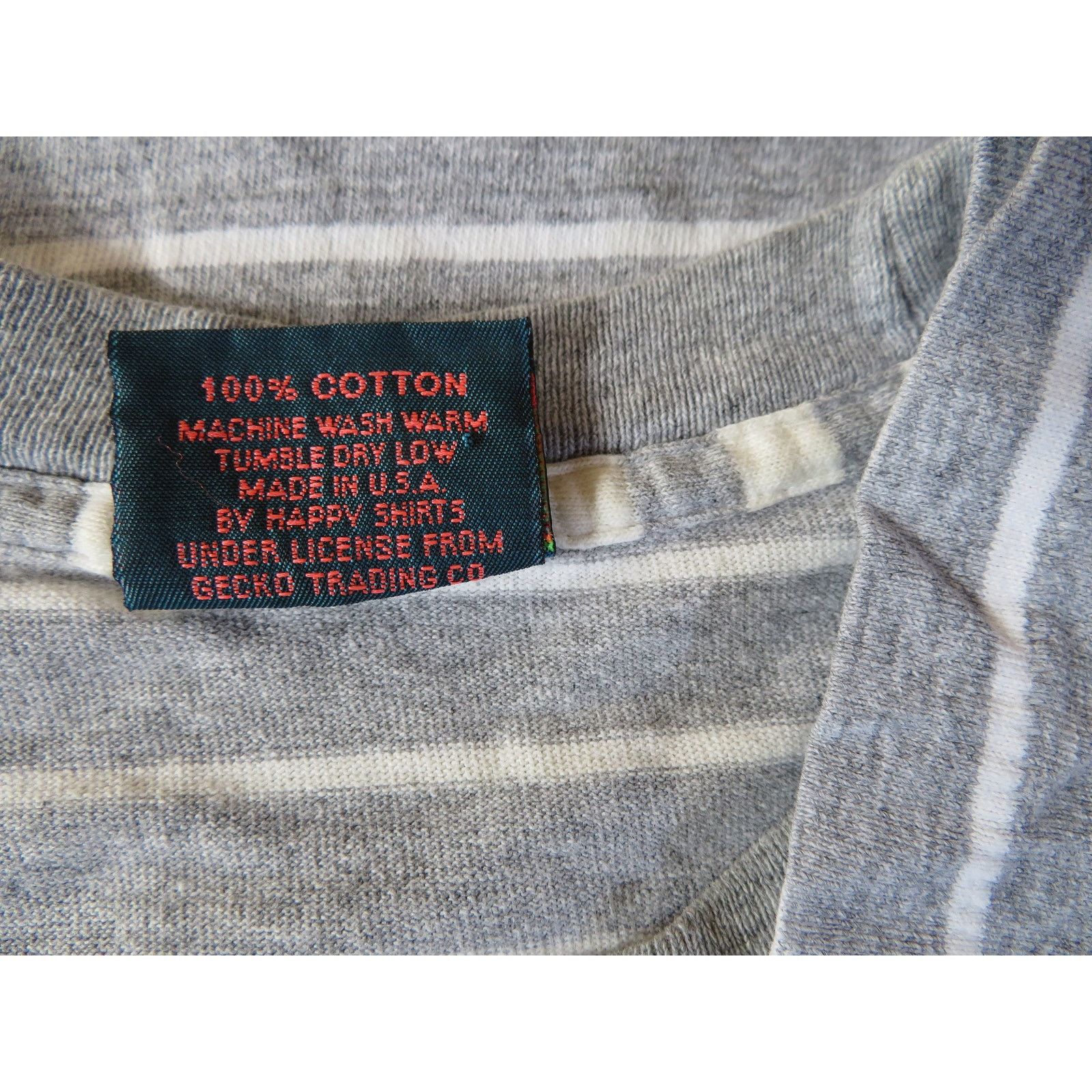 Other 90s Gecko Hawaii T-Shirt Gray White Striped Sz XL Size US XL / EU 56 / 4 - 6 Thumbnail