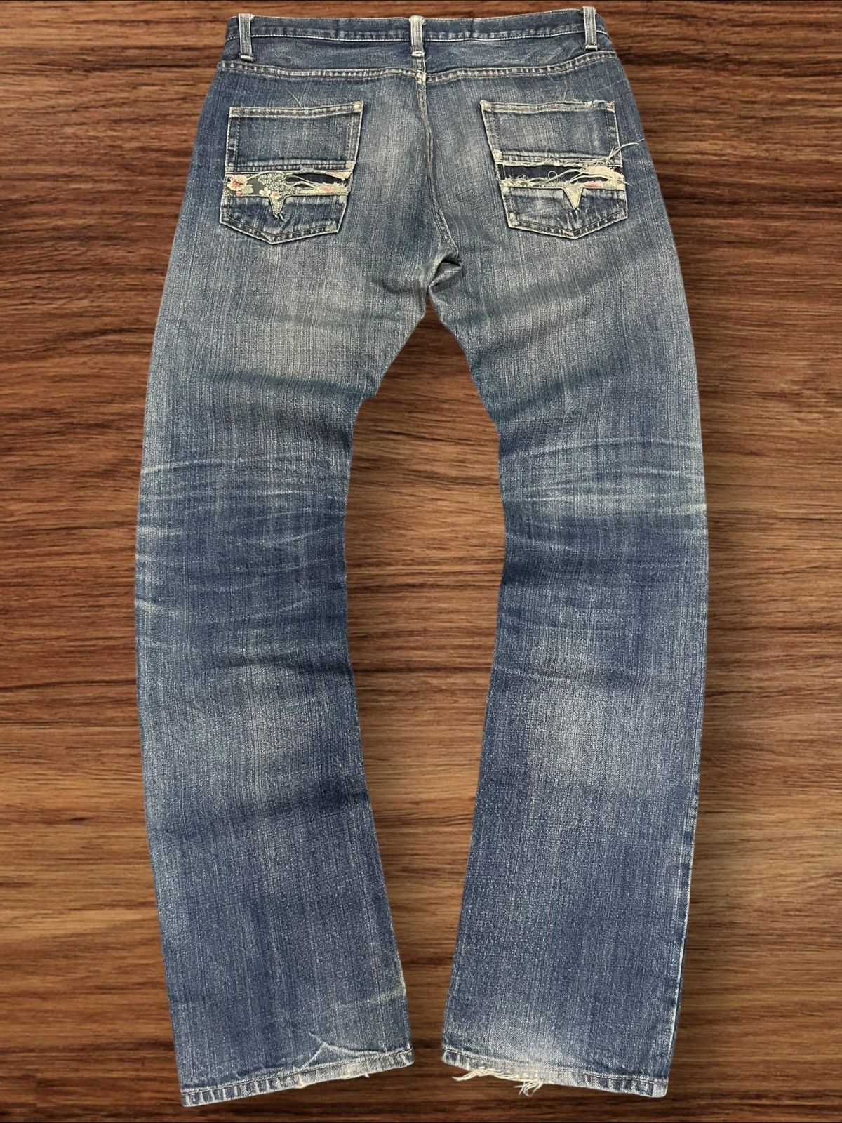 Japanese Brand × Le Grande Bleu (L.G.B.) × Takeo Kikuchi Vintage Takeo Kikuchi Japan Sakura Sukajan Selvedge Jeans Size US 33 - 3 Thumbnail
