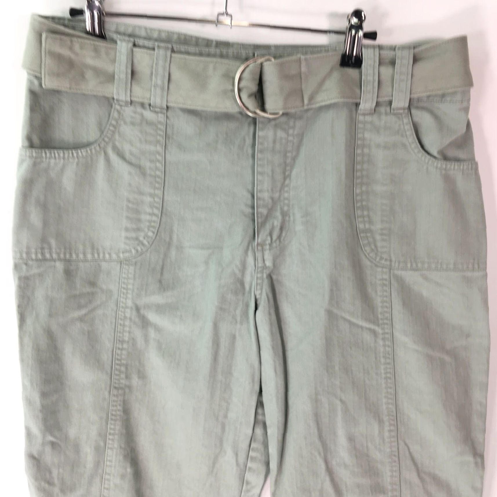 Vintage WOMENS Capri Pants Beige Flat Front Stretch Regular 34in Waist 22in Inseam Cotton Blend Belt Loops 9in Leg Opening Casual Women’s Size 34 Capri Pants Size 24" / US 00 / IT 34 - 4 Thumbnail