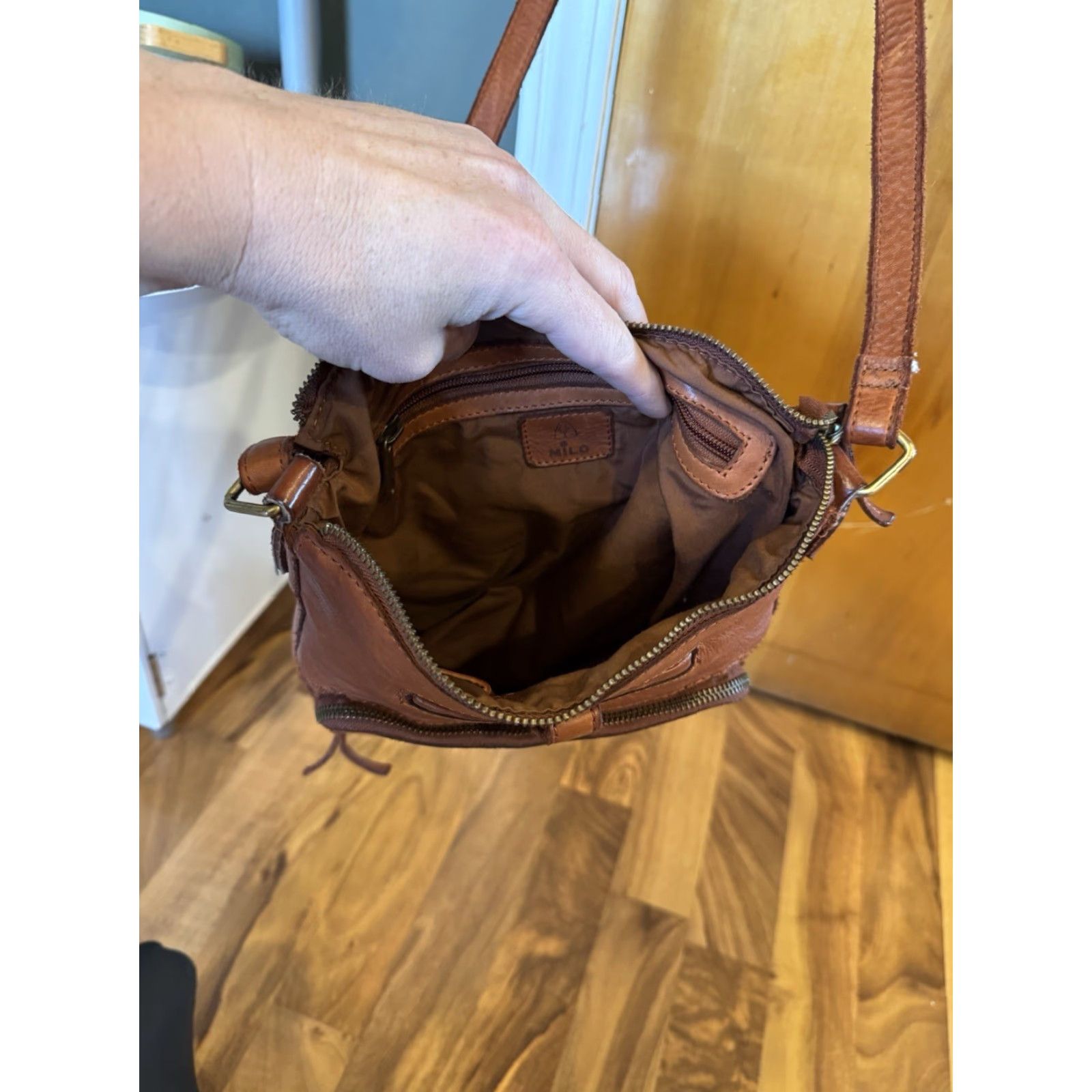Vintage Milo Luna Cognac Leather Crossbody Bag Medium Size ONE SIZE - 5 Thumbnail