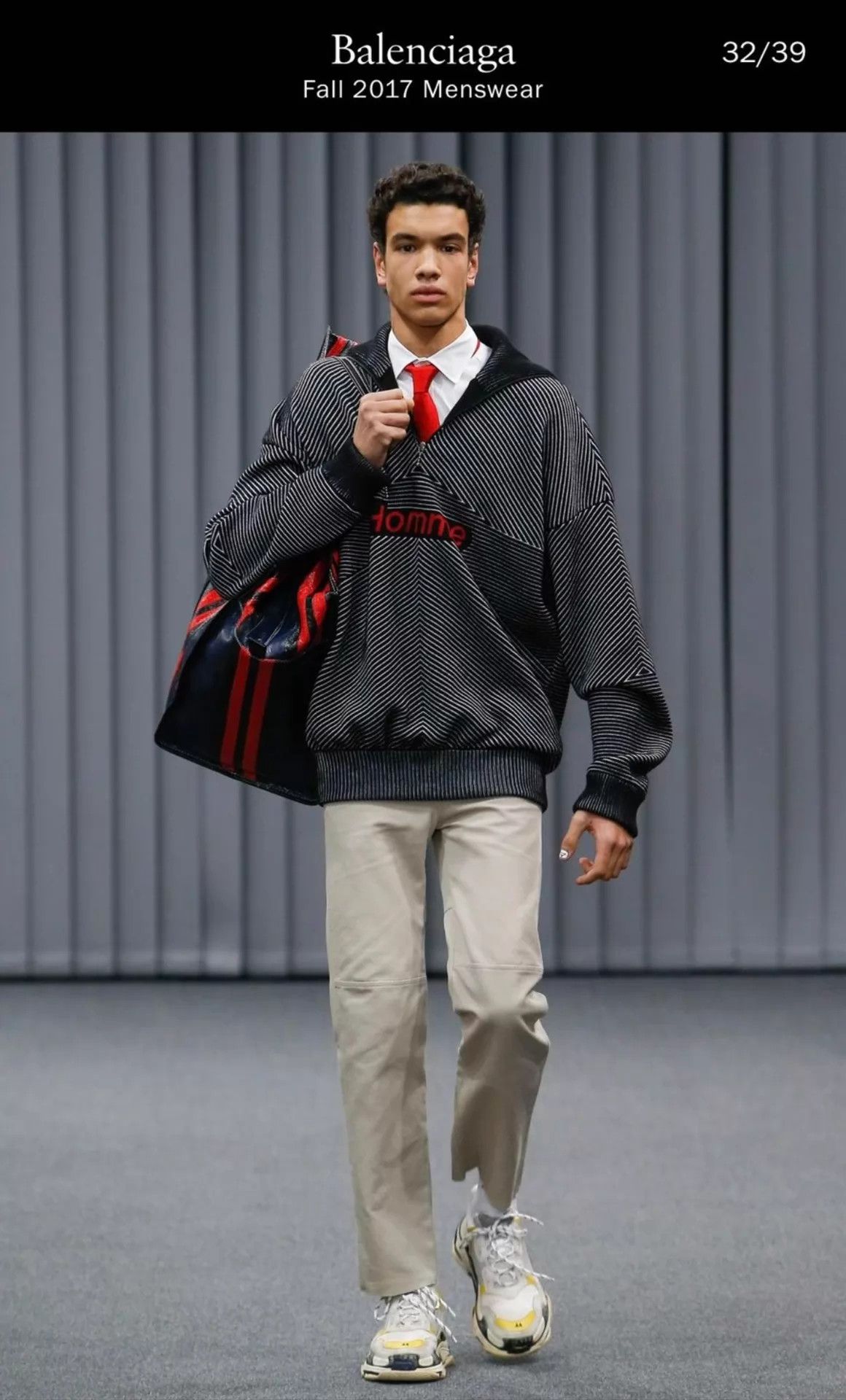 Balenciaga Balenciaga 17aw Men H.Neck Striped Knit Top XS GD Size US XS / EU 42 / 0 - 8 Thumbnail
