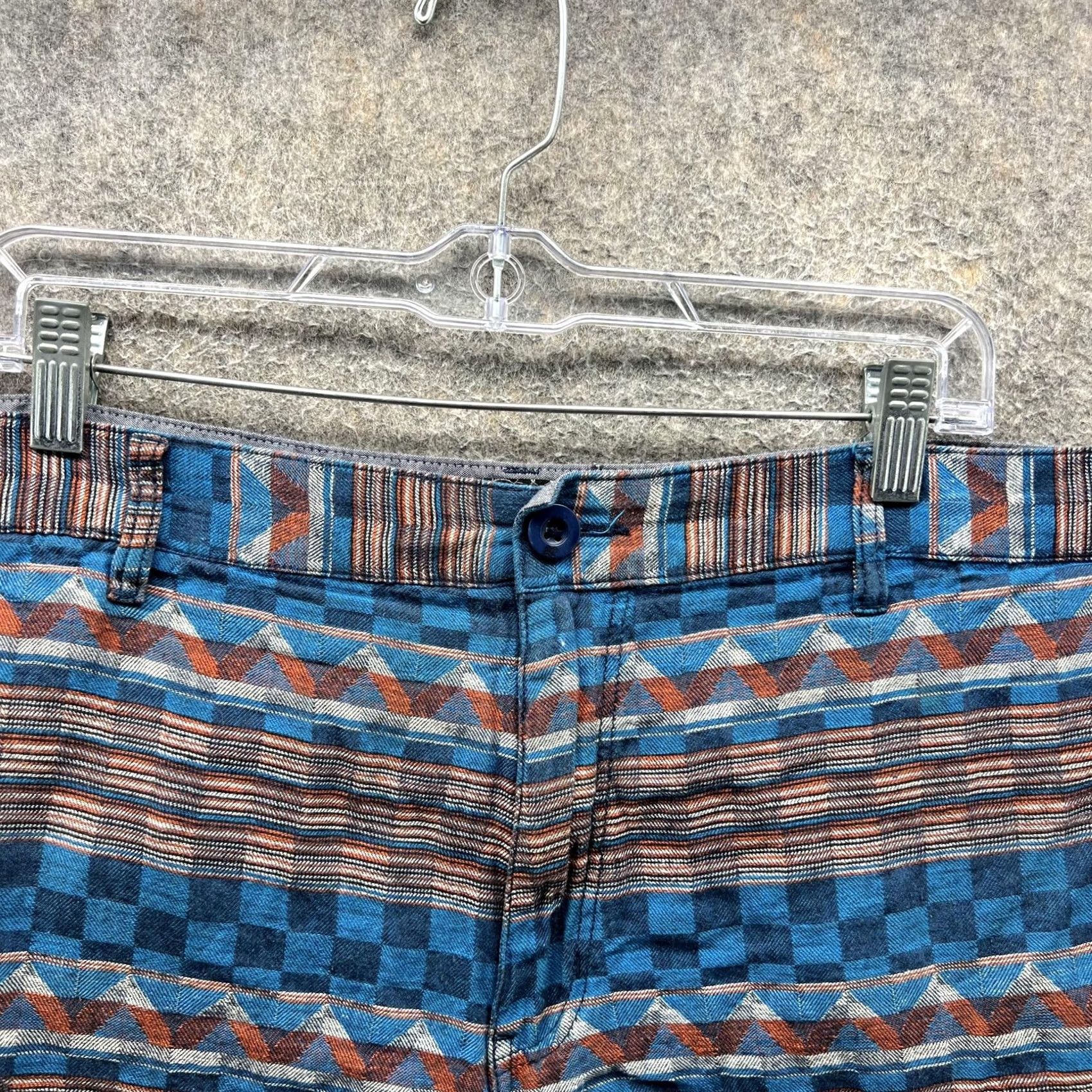 Vintage LRG Shorts Mens 42 Blue Geometric Linen Cotton Flat Front Casual Summer Chino Pockets Mens 42 Blue Geometric Linen Cotton Flat Front Summer Size US 42 / EU 58 - 7 Thumbnail