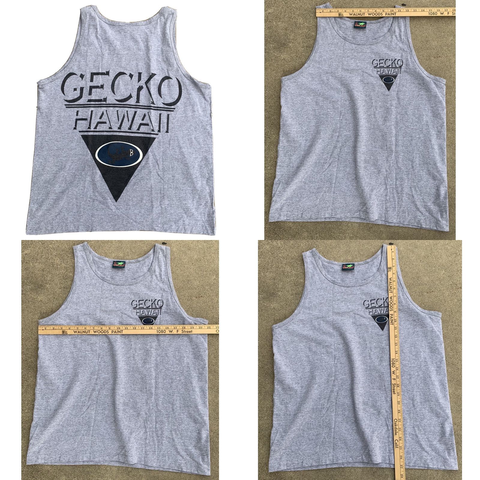 Vintage VINTAGE Gecko Hawaii Tank Top Shirt Men L Gray Cotton Jersey Graphic Print 80s 90s Hawaii USA Retro US Made in USA Single Stitch Hem Short Sleeveless Size US L / EU 52-54 / 3 - 8 Thumbnail