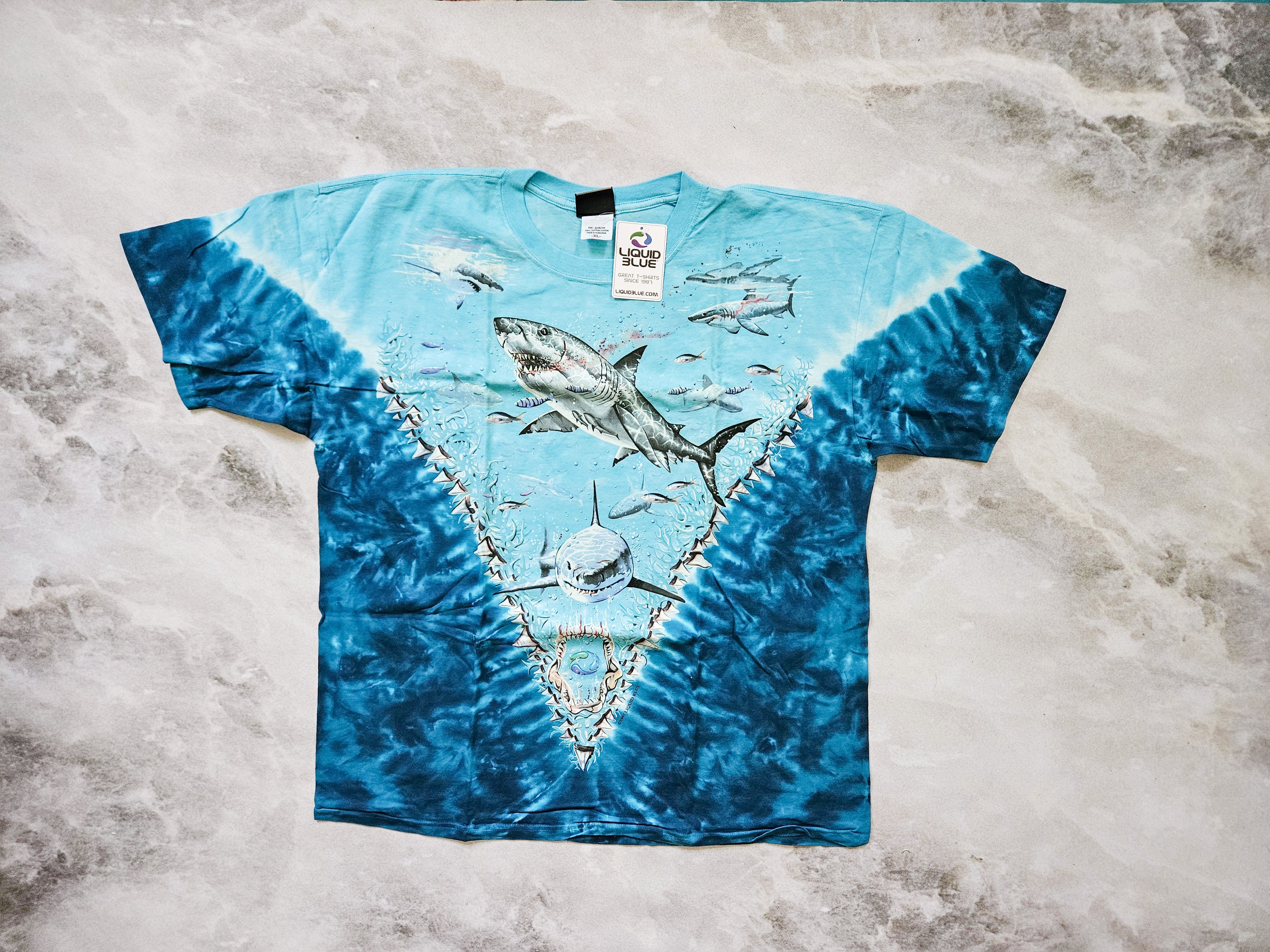 image of Liquid Blue Sharks Deadstock NWT T-Shirt XL in Tie Dye, Men's