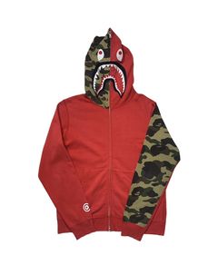 Bape Shark Hoodie Red Camo | Grailed