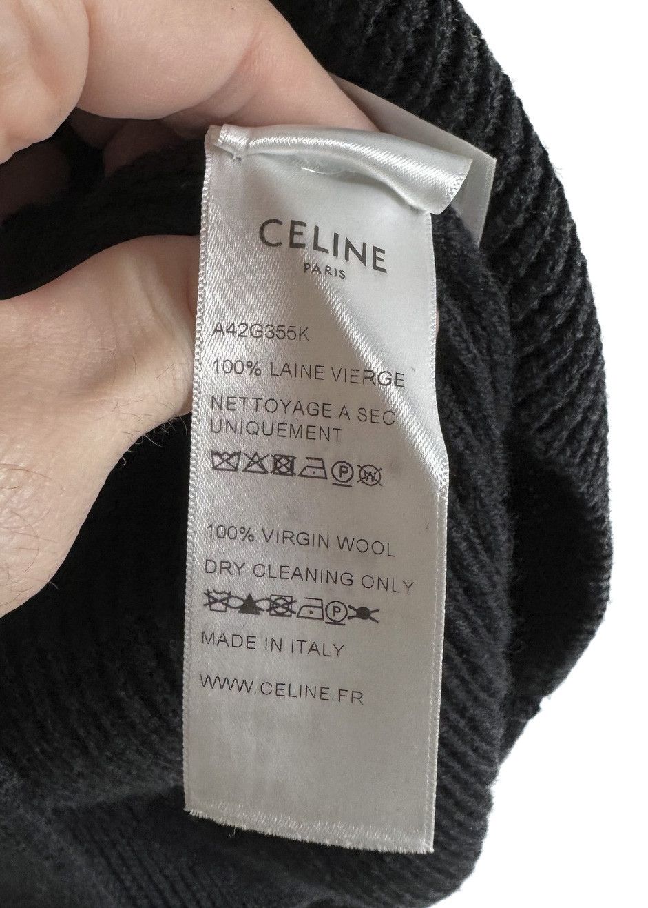 Celine Celine Black Ribbed Wool Triomphe Accent Sweater Size M / US 6-8 / IT 42-44 - 7 Thumbnail