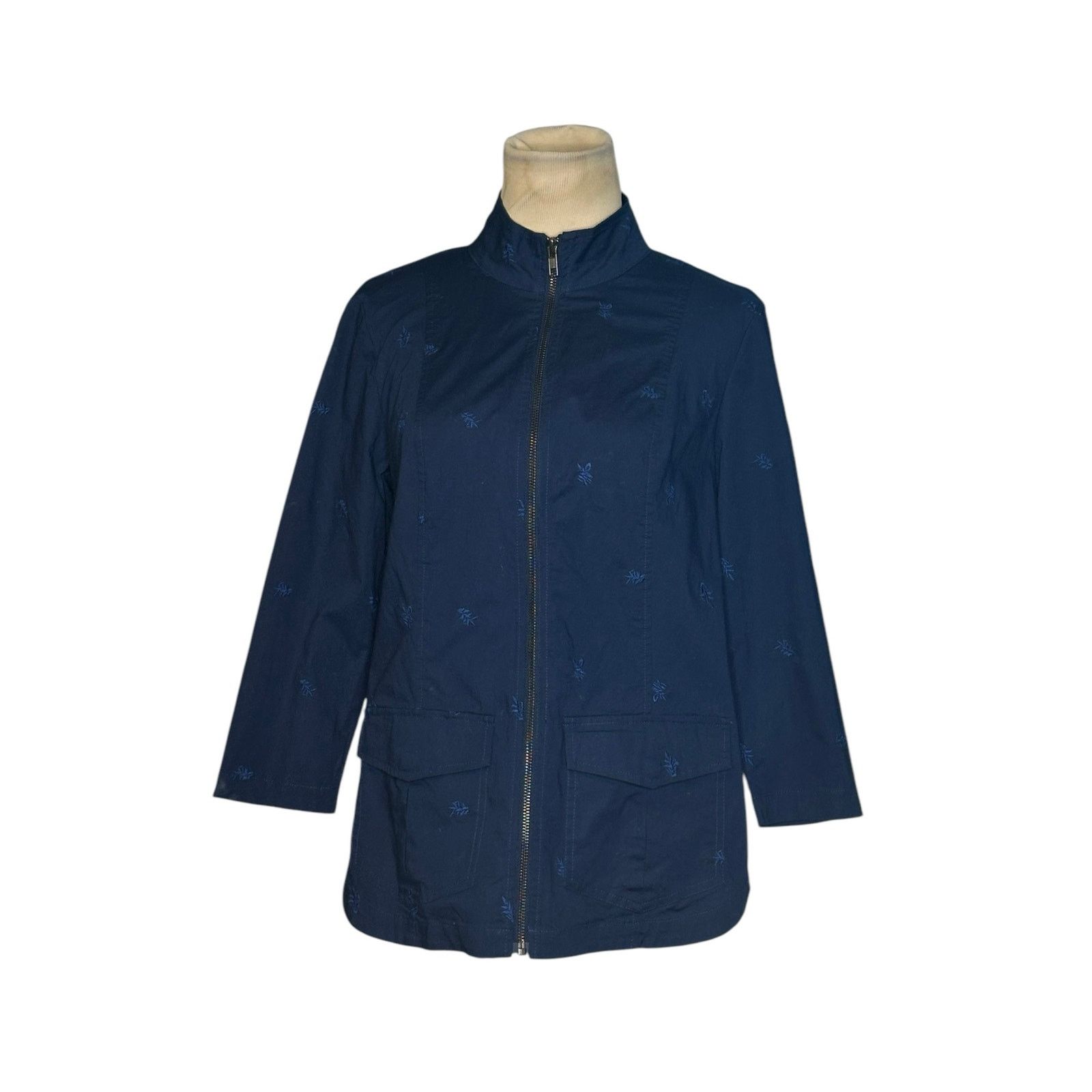 Chicos Chico's navy blue floral embroidered jacket size 0 - small Size S / US 4 / IT 40 - 12 Thumbnail