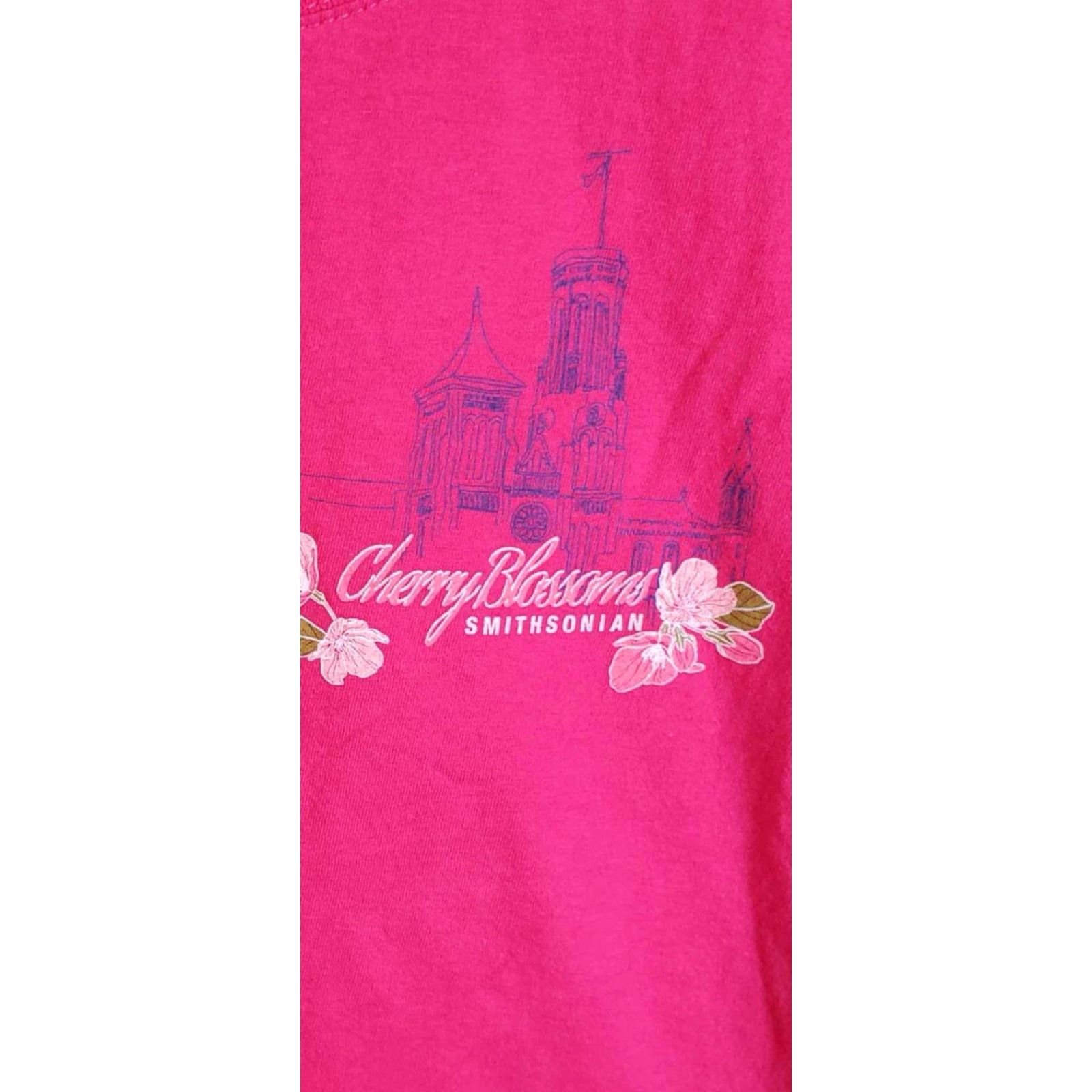 Pinko VINTAGE Smithsonian Institution T-Shirt Women Small Magenta Pink Cherry Blossoms Floral Shirt Size S / US 4 / IT 40 - 2 Thumbnail