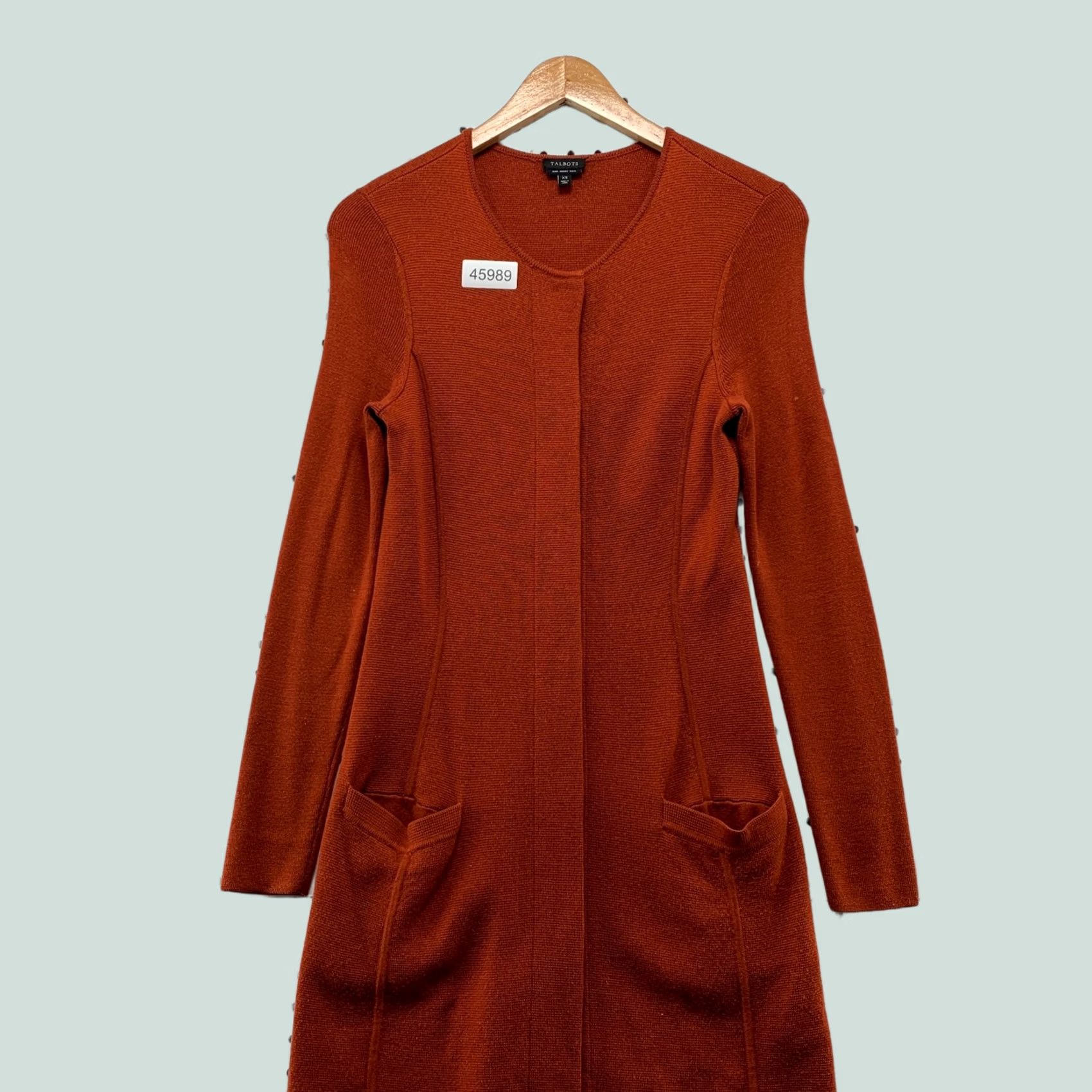 Talbots Talbot Cardigan Sweater 100% Merino Wool Womens XS Burnt Orange Pockets Size XS / US 0-2 / IT 36-38 - 1 Thumbnail