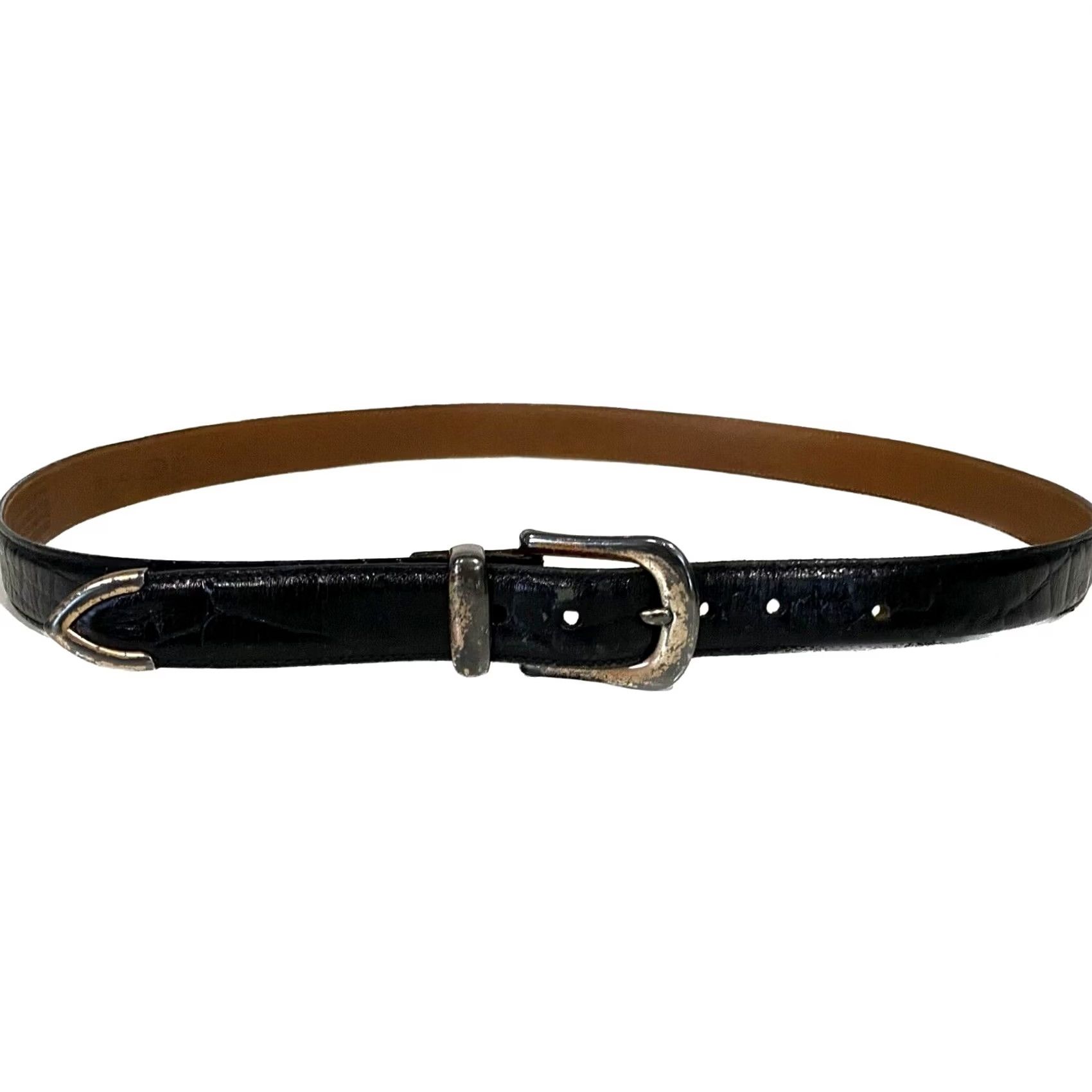 Vintage Trafalgar Belt Black Leather Croc Texture Size 40 Mens Okeechobee Brahman Size 40 - 3 Thumbnail