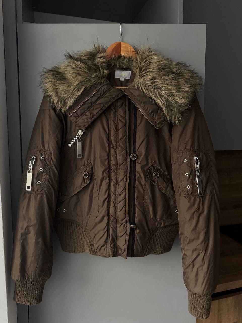 Japanese Brand × Vintage Vintage Avant Garde Bomber Jacket Fur Hooded Faded Y2K Hype Size M / US 6-8 / IT 42-44 - 1 Thumbnail