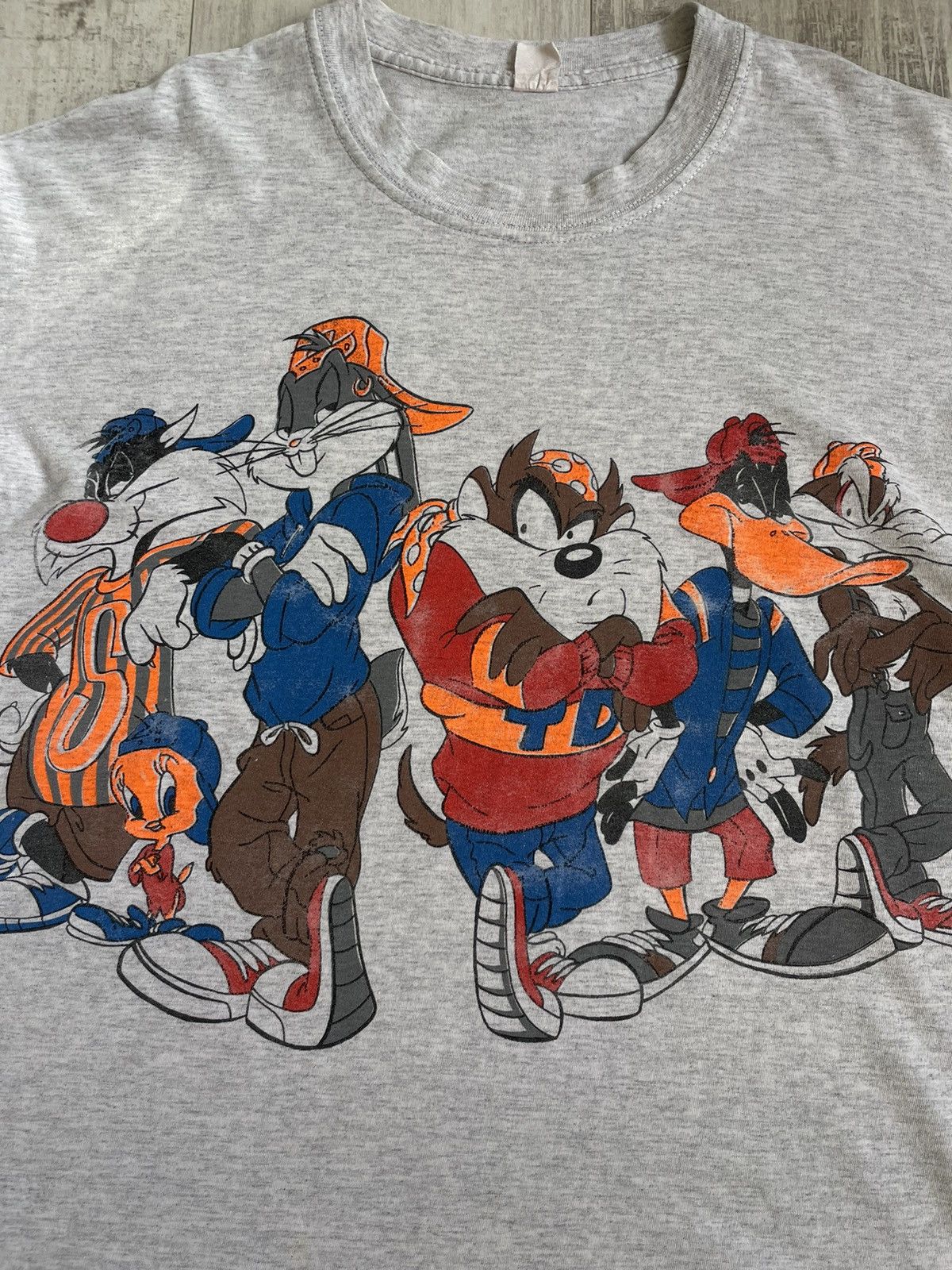 Vintage Vintage Looney Tunes 1990’s Full Team Grey T-Shirt RARE Size US L / EU 52-54 / 3 - 3 Thumbnail
