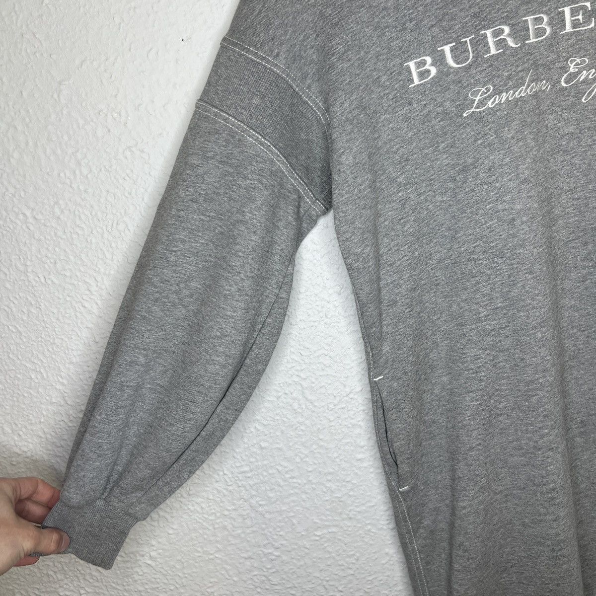 Burberry × Designer Burberry Long Sweatshirt Dress Grey Big Spellout Logo Size S / US 4 / IT 40 - 10 Thumbnail