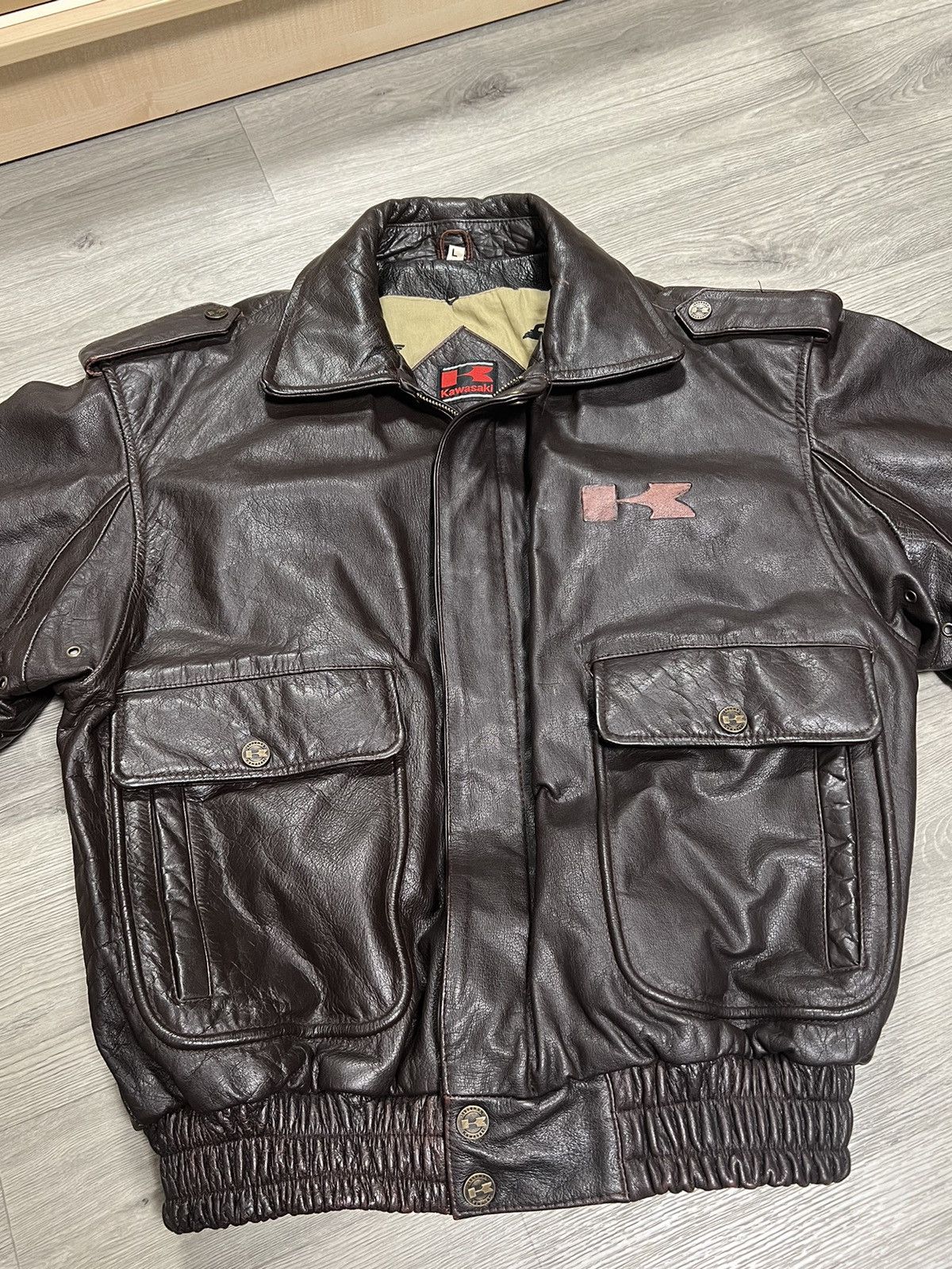 Vintage Kawasaki vintage leather aviator jacket Size US L / EU 52-54 / 3 - 5 Thumbnail