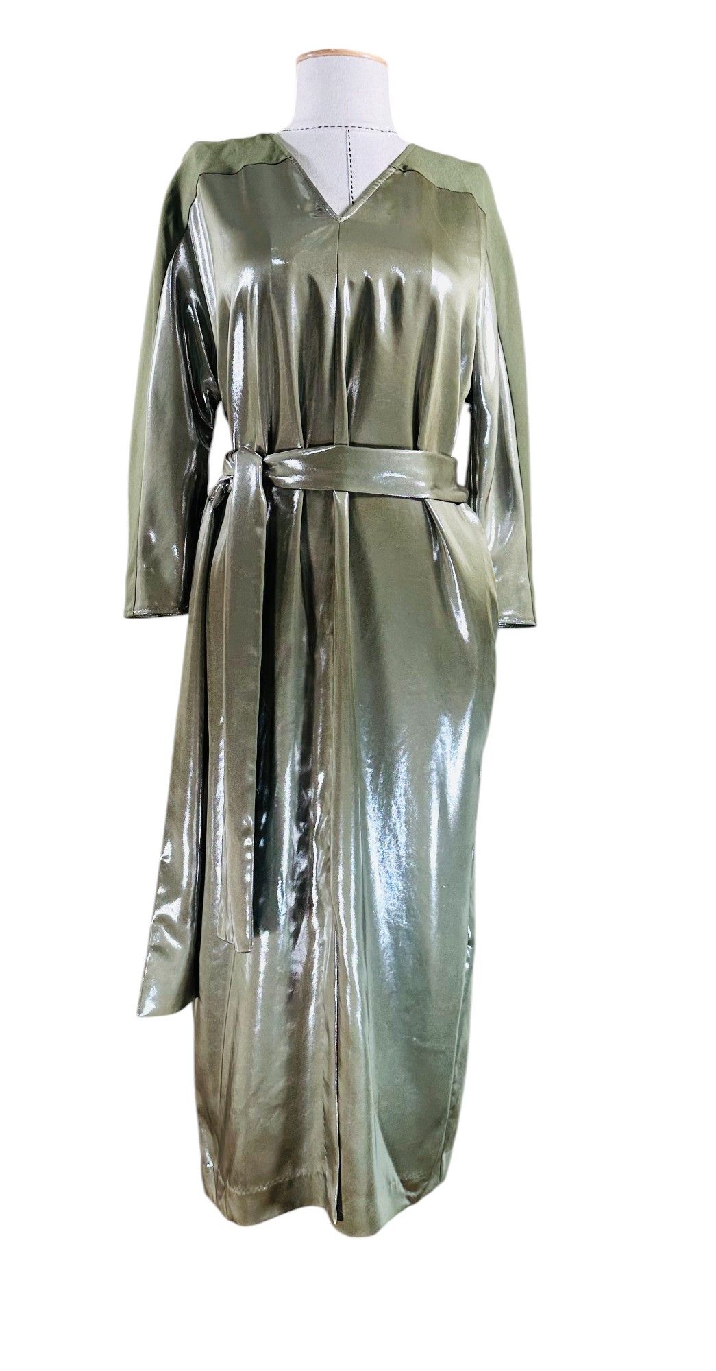 Designer green dress with metallic effect Size XS / US 0-2 / IT 36-38 - 1 Thumbnail
