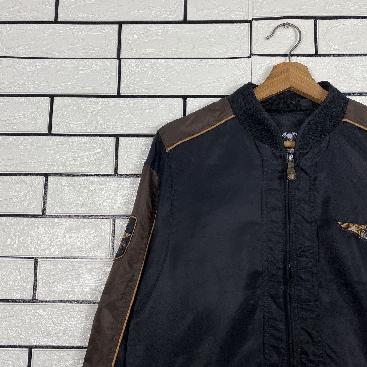 Harley Davidson 📌Vintage Biker Jacket Harley Davidson Spell Out Big Logo Size US S / EU 44-46 / 1 - 8 Thumbnail