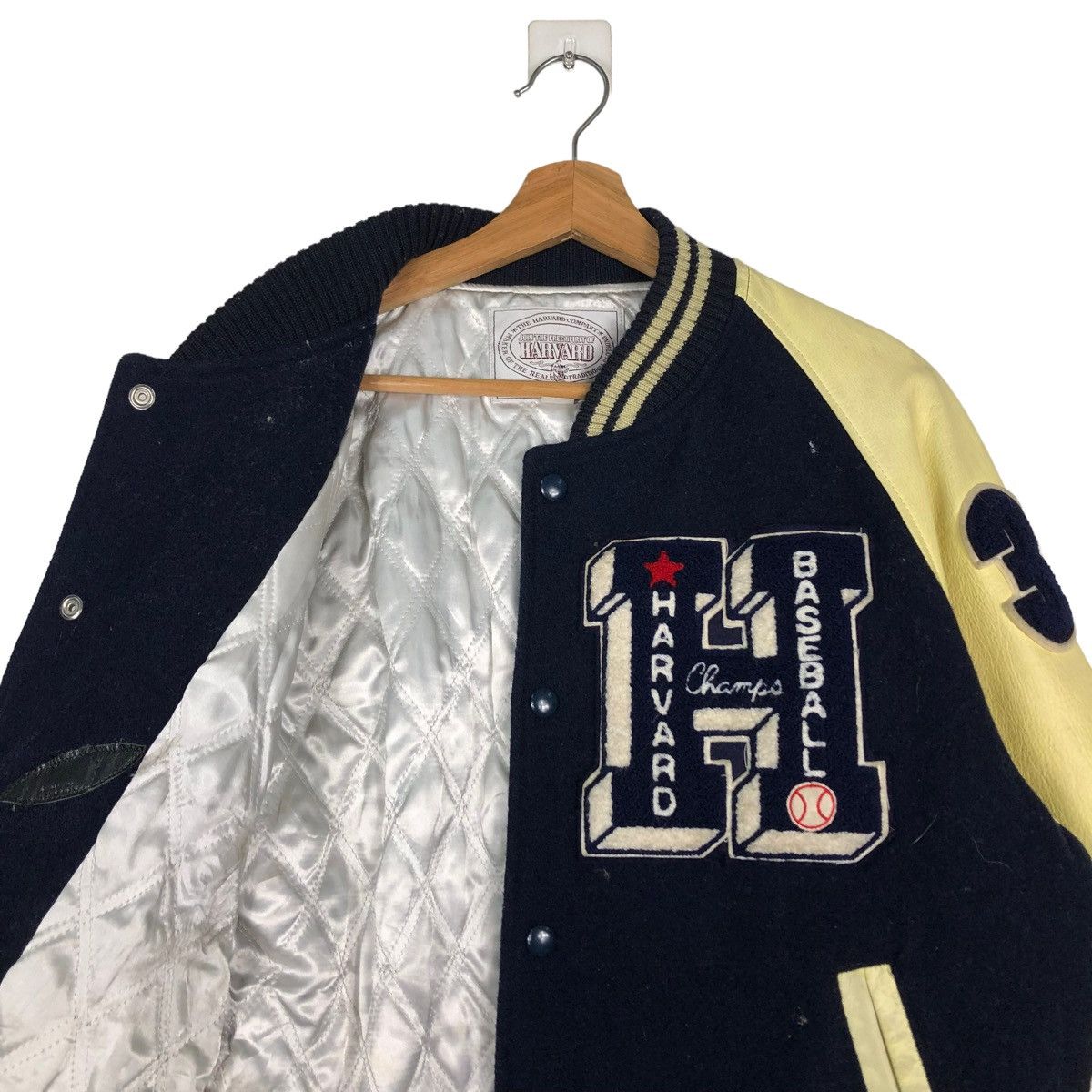 Vintage 🔥VINTAGE VARSITY JACKET LEATHER JUMPER HAVARD BASEBALL Size US L / EU 52-54 / 3 - 12 Thumbnail
