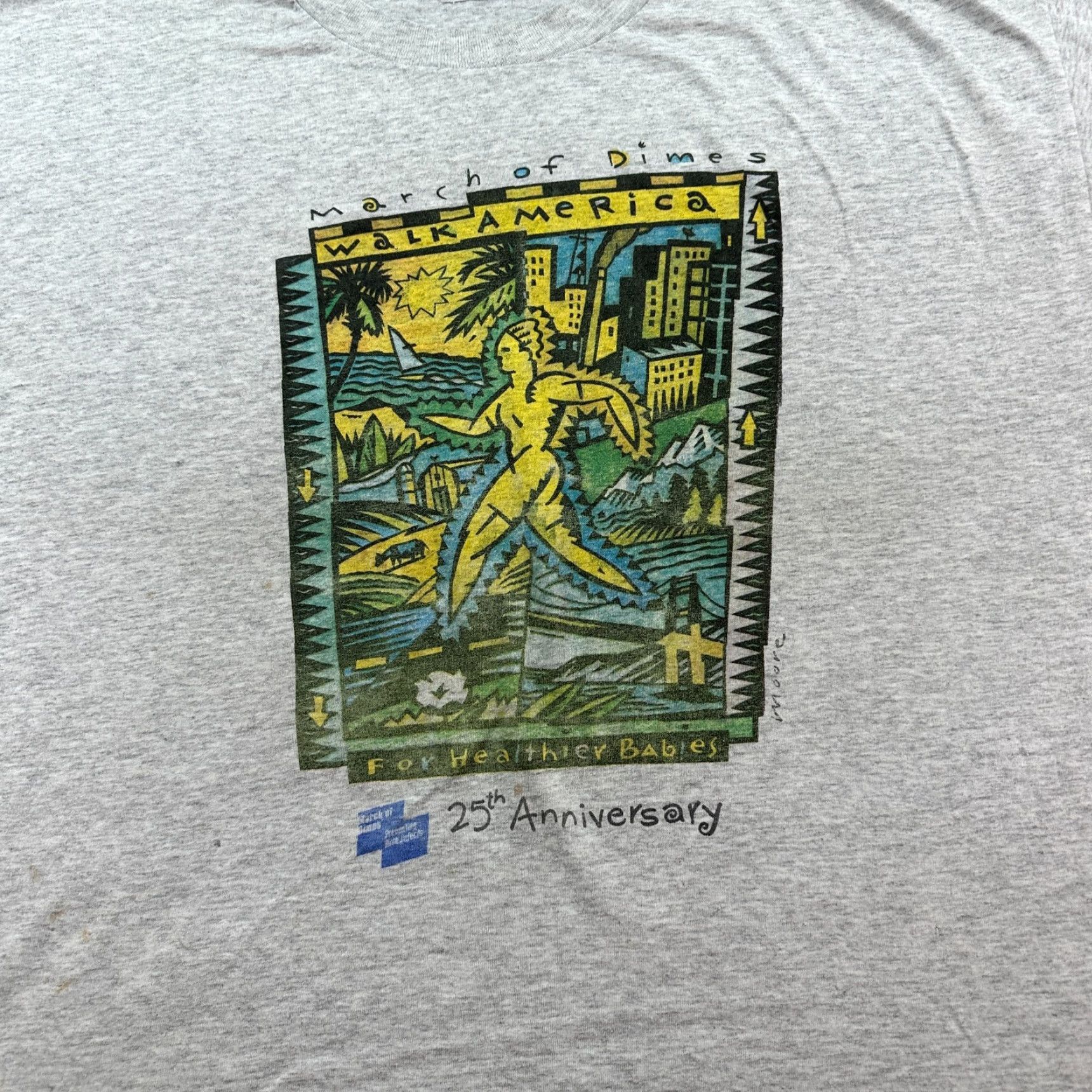 Hanes VINTAGE Hanes T-Shirt Mens XL Gray 90s March Of Dimes Graphic Print Crew Neck Short Sleeve Logo 1990s Mens Size US XL / EU 56 / 4 - 3 Thumbnail