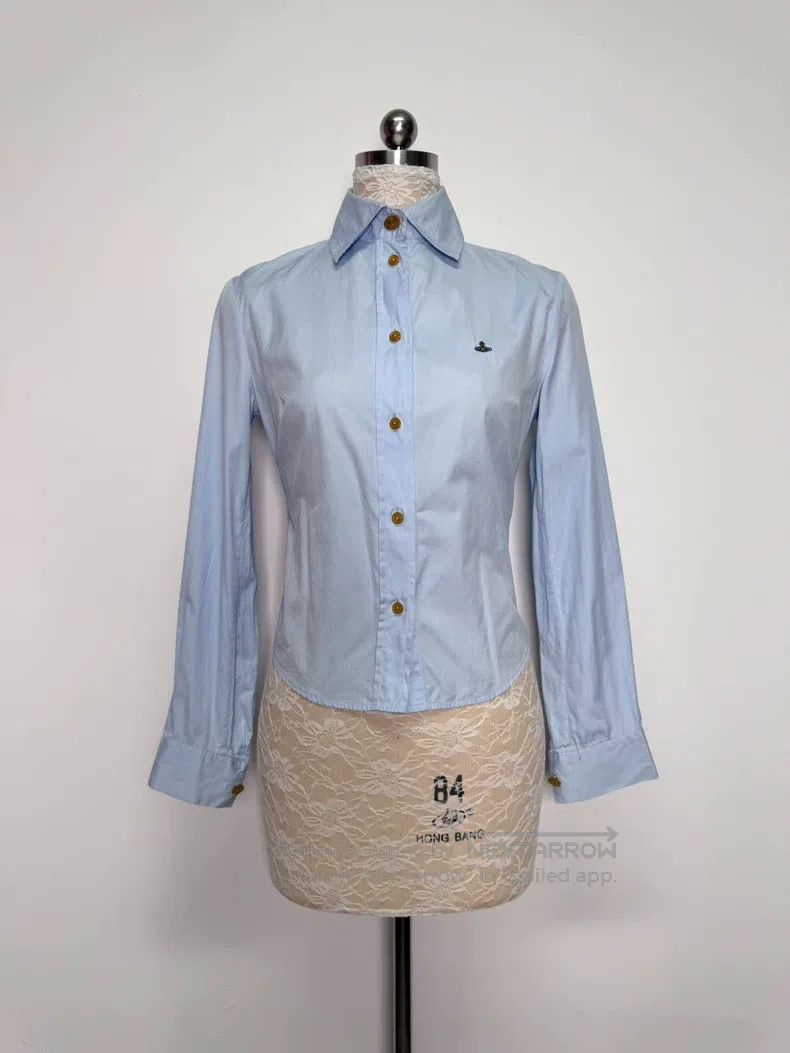 Vivienne Westwood Vivienne Westwood Light Blue Orb Embroidery Saturn Collar扣 Size S / US 4 / IT 40 - 1 Thumbnail