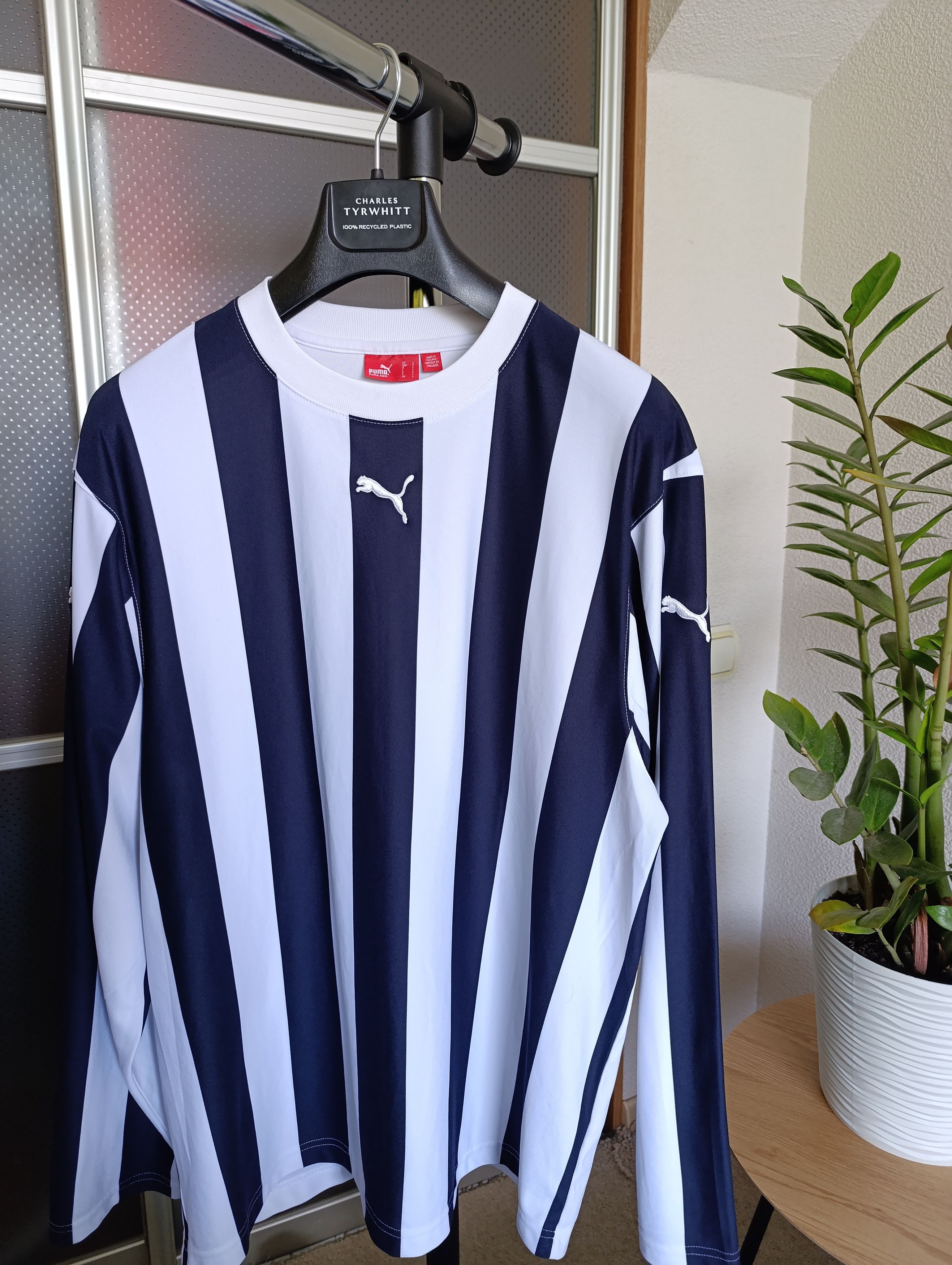 Puma × Vintage PUMA LONG SLEEVE STRIPED SHIRT CREW NECK FOOTBALL JERSEY Size US L / EU 52-54 / 3 - 2 Thumbnail