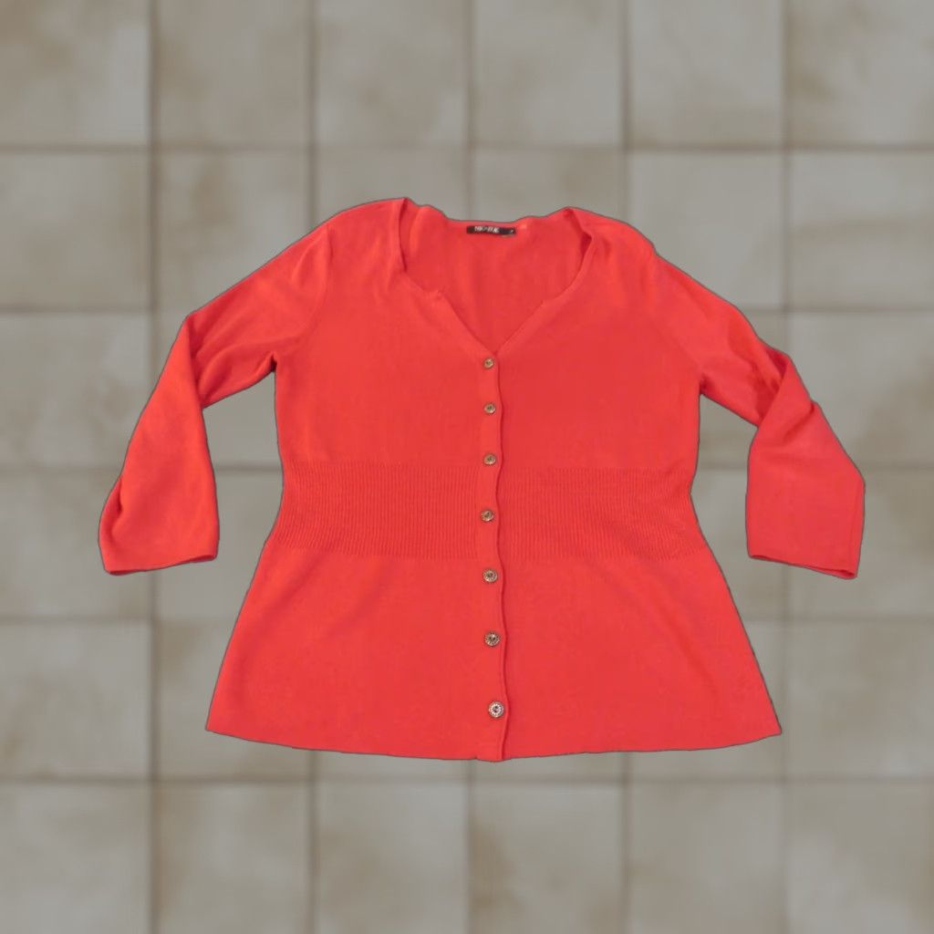 Vintage Zoe Sweater Cardigan Red Knit V-Neck Button Long Sleeve Womens L Cotton Stretch Modern Regular Size L / US 10 / IT 46 - 1 Thumbnail