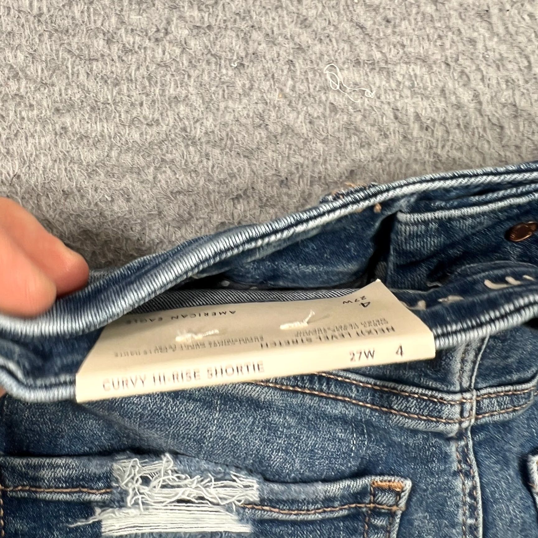 American Eagle Outfitters American Eagle Shorts Women's 4 Curvy Hi Rise Shortie Blue Denim Jorts Raw Hem Size 27" / US 4 / IT 40 - 4 Thumbnail