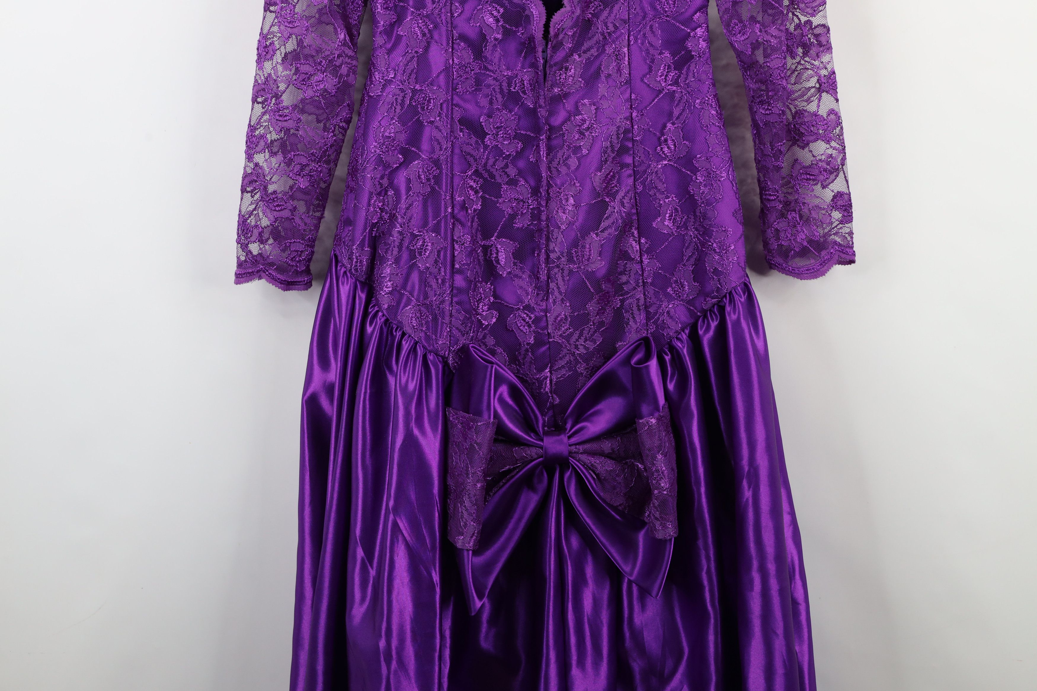 Vintage Vintage 80s 90s Jordan Fashions Puff Sleeve Bow Prom Dress Size S / US 4 / IT 40 - 18 Thumbnail