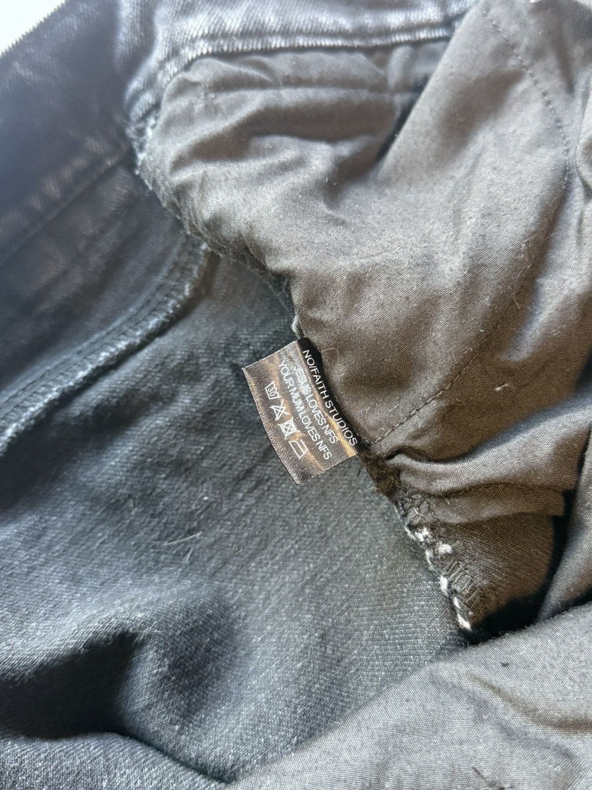 No Faith Studios NO/FAITH STUDIOS Flared Denim Pants Black Heavy Raw Edges Size US 36 / EU 52 - 7 Thumbnail