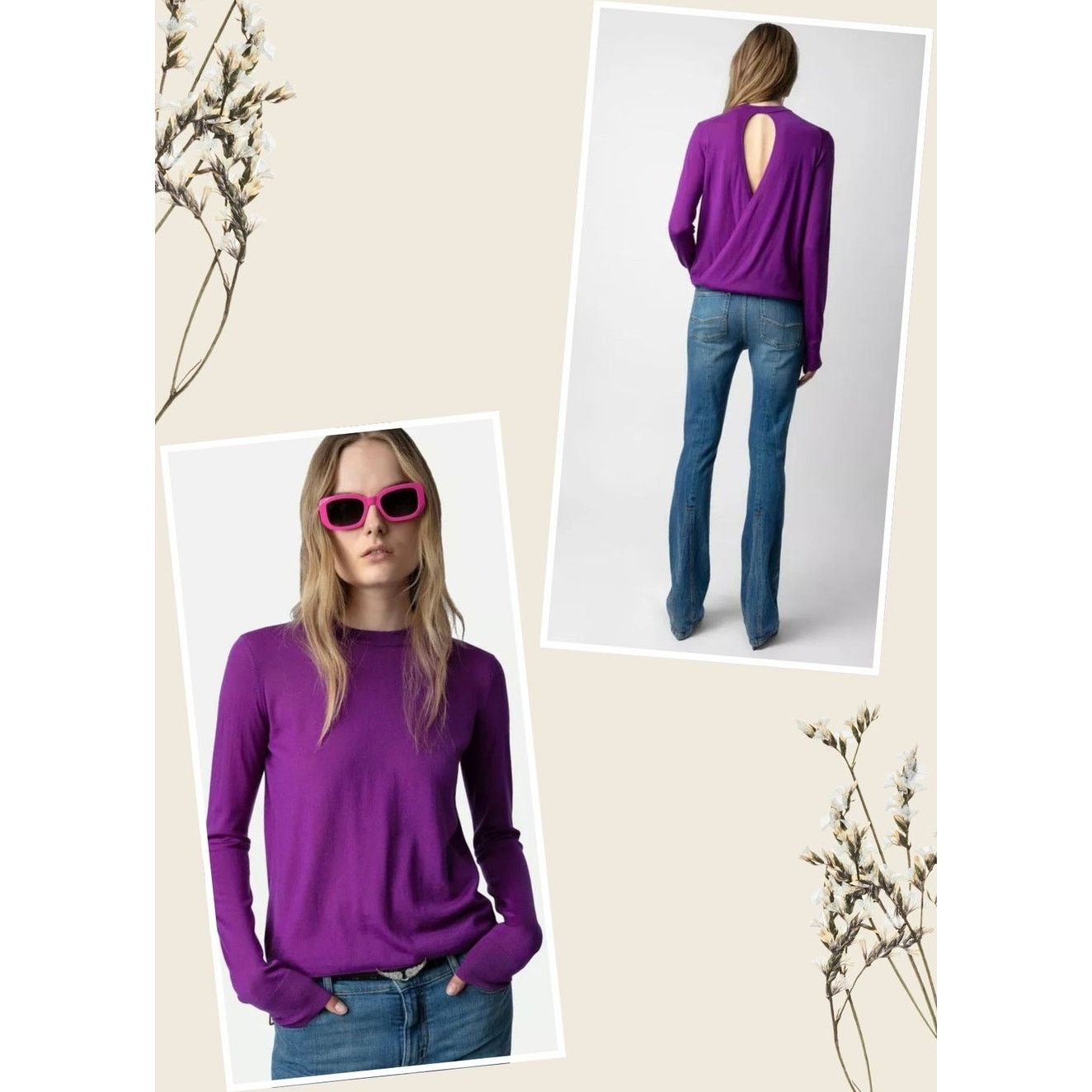 Zadig & Voltaire Zadig & Voltaire Emma We Goa Purple Merino Wool Sweater L Size L / US 10 / IT 46 - 2 Thumbnail