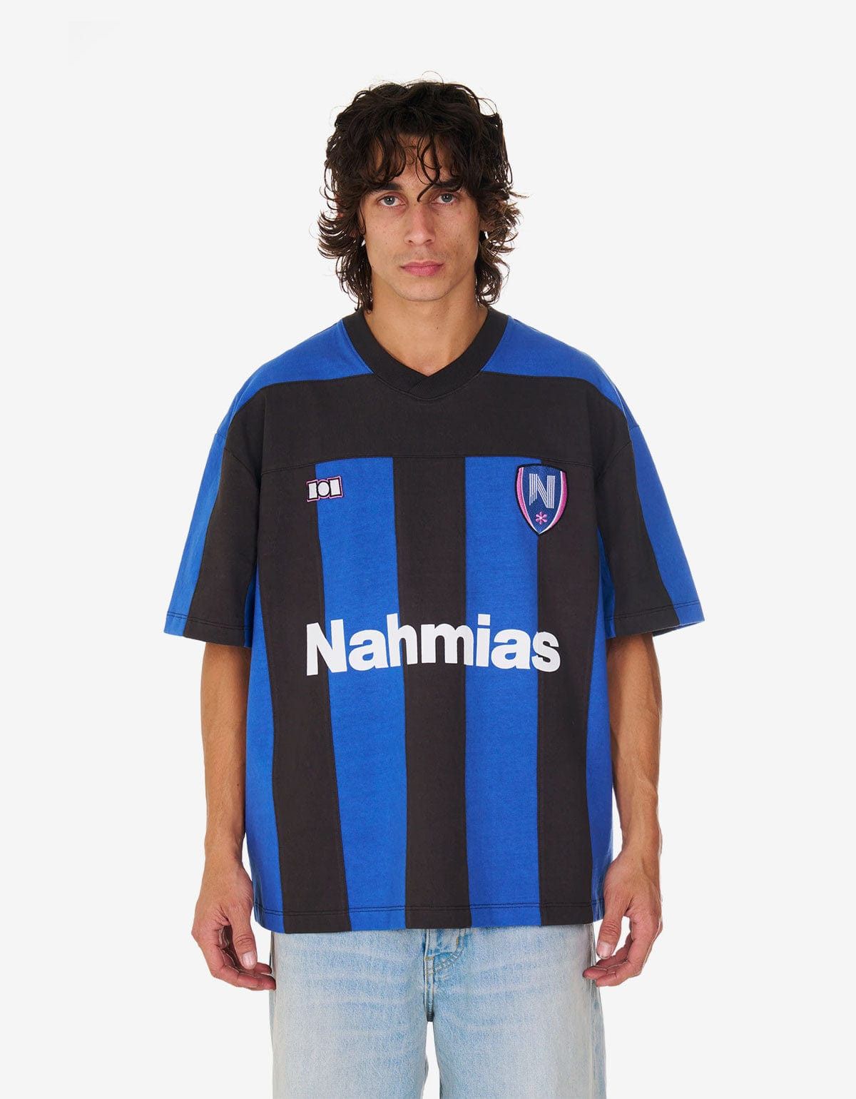 Nahmias Nahmias Blue Stripe Soccer Jersey T-Shirt Size US XS / EU 42 / 0 - 1 Thumbnail
