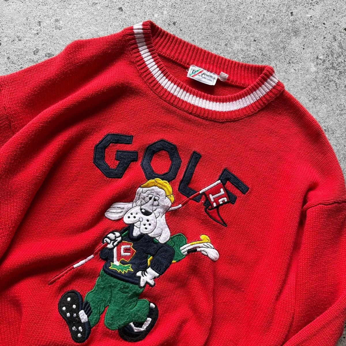 Designer Pierre Cavallo Mens Vintage Golf Dog Graphic Knit Sweater Size US M / EU 48-50 / 2 - 3 Thumbnail