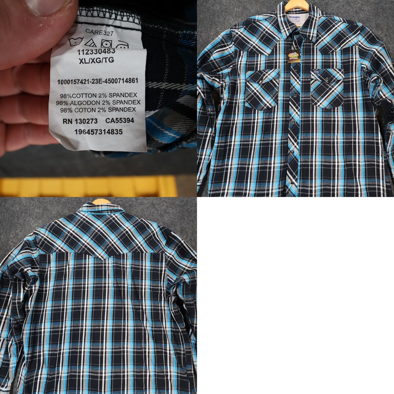 Wrangler Wrangler Shirt Mens XL Blue Plaid Pearl Snap Advanced Comfort Western Size US XL / EU 56 / 4 - 8 Thumbnail