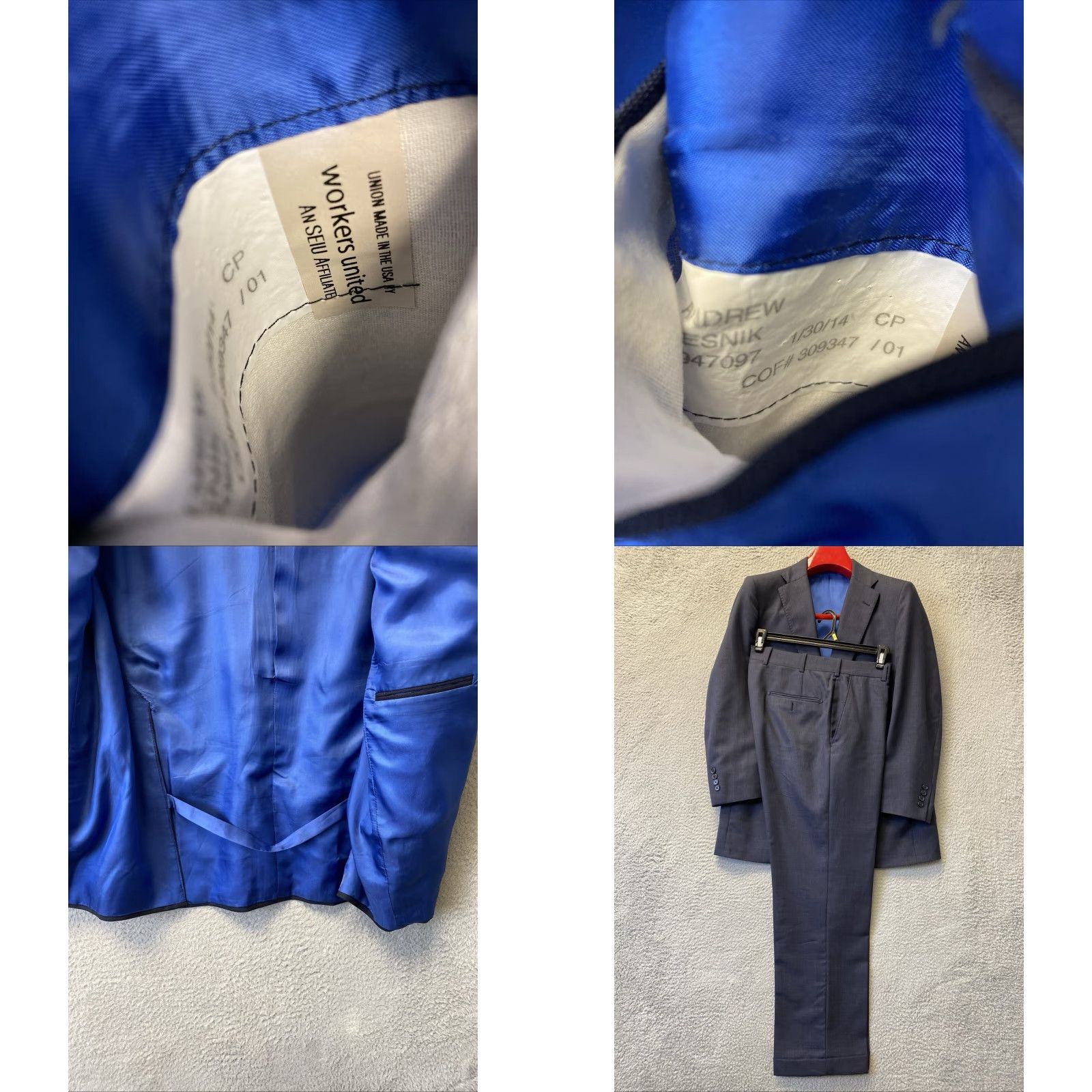 Vintage VINTAGE Tom James Navy Wool Suit Slim 2Btn Executive Collection 40R/35x32 Men’s Suit Size 34R - 9 Thumbnail