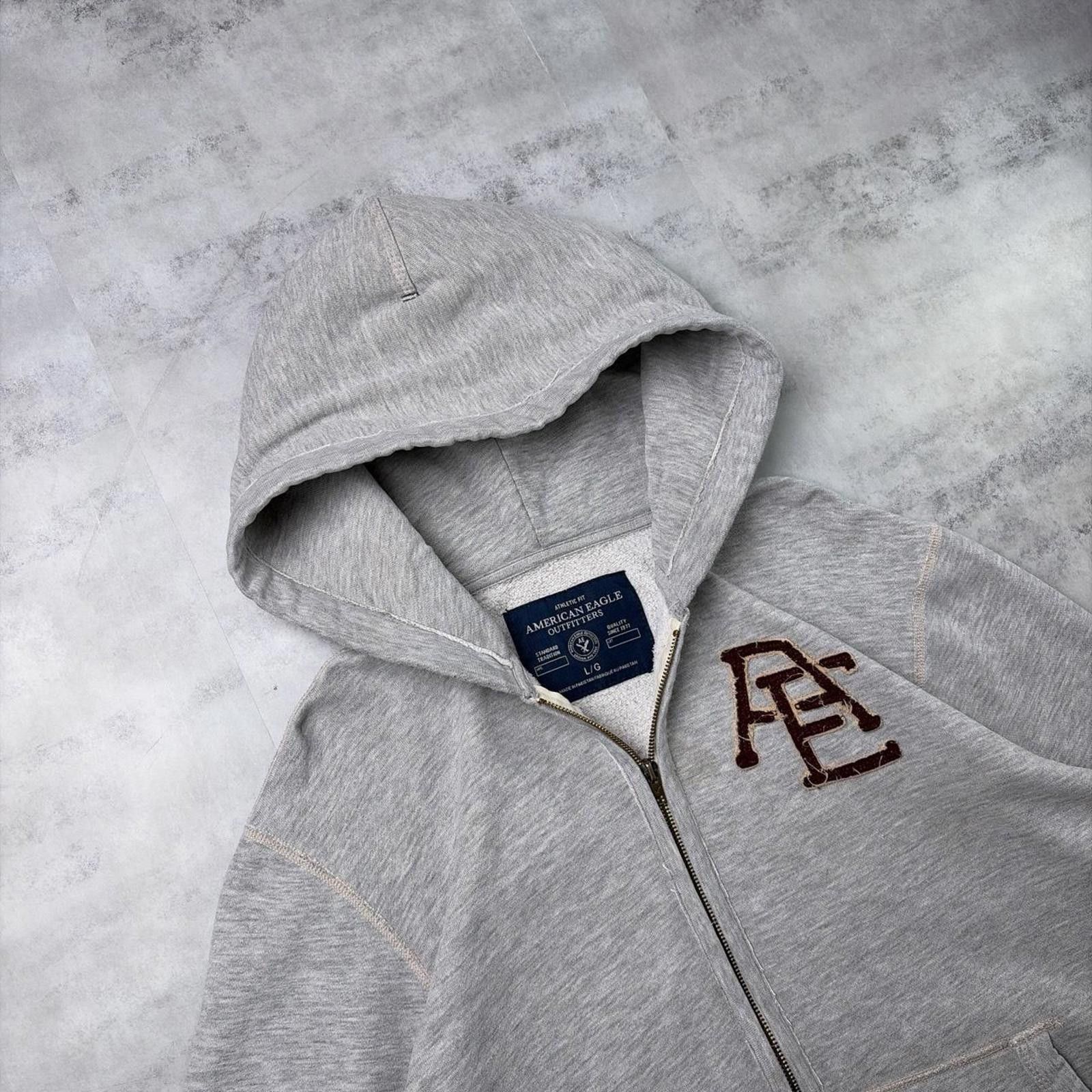 American Eagle Outfitters Y2K Grey American Eagle Grunge Heavyweight Zip Up Hoodie Size US L / EU 52-54 / 3 - 5 Thumbnail