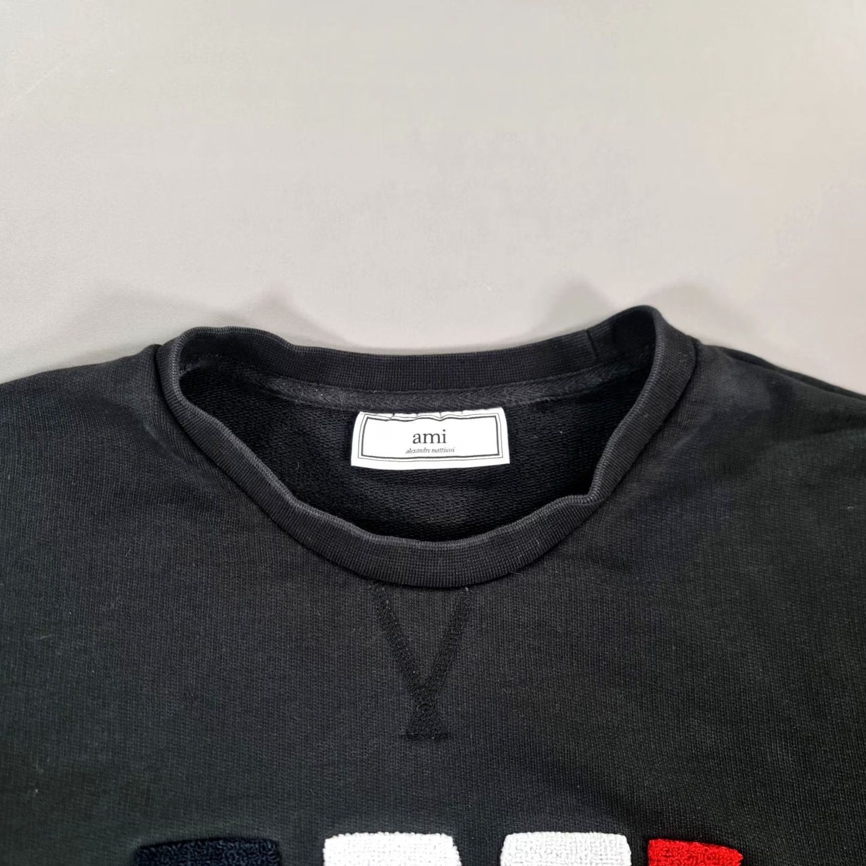 Vintage AMI Alexandre Mattiussi Sweatshirt Womens Large Black Cotton Big Logo Sweater Size L / US 10 / IT 46 - 2 Thumbnail