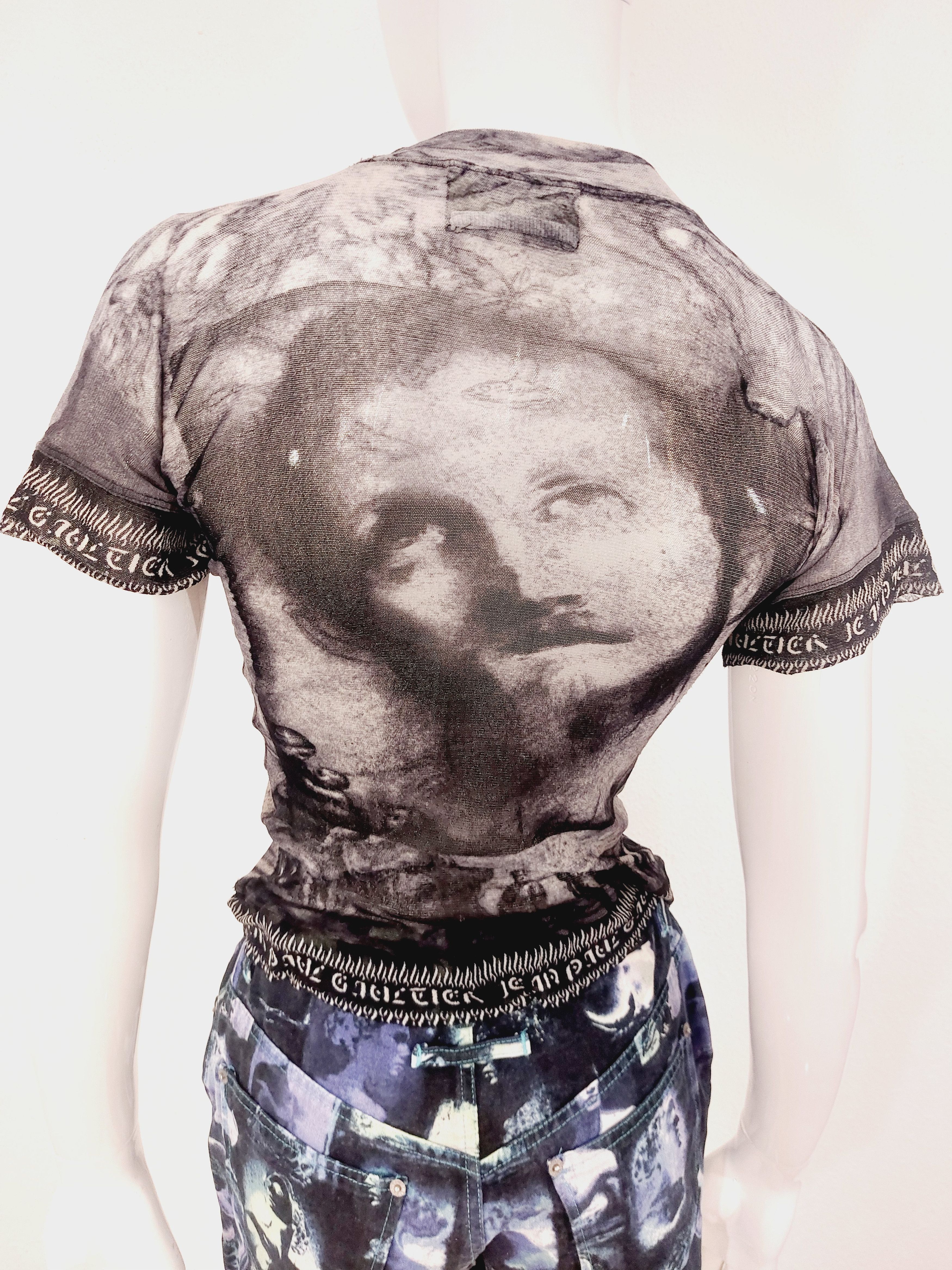 Jean Paul Gaultier Jean Paul Gaultier 1998 Jesus Christ Mesh Face Top T-Shirt Size US M / EU 48-50 / 2 - 11 Thumbnail