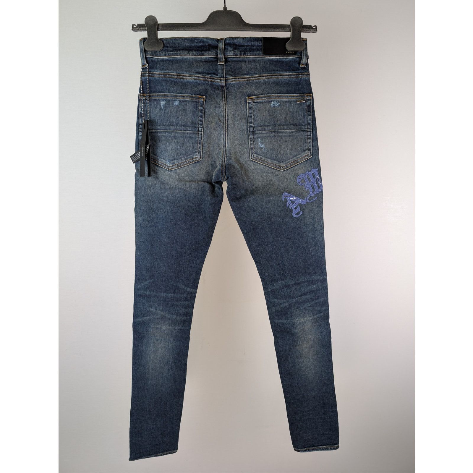 Amiri o1rshd1 Old English Logo Jean in Deep Classsic Blue 34 Size US 34 / EU 50 - 12 Thumbnail