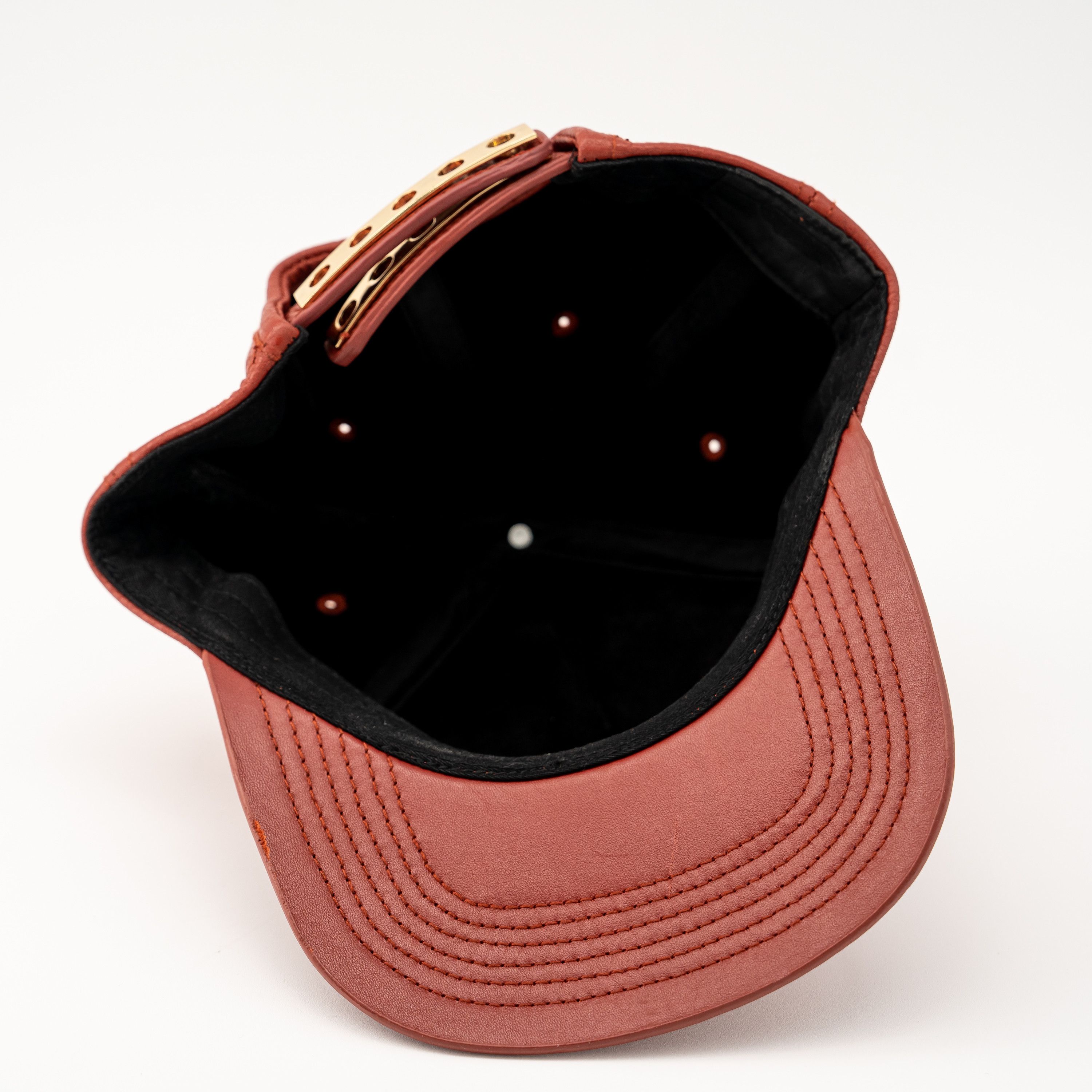 Buscemi Buscemi Screwback Cap Pebbled Cow Leather Red Hat Size ONE SIZE - 5 Thumbnail