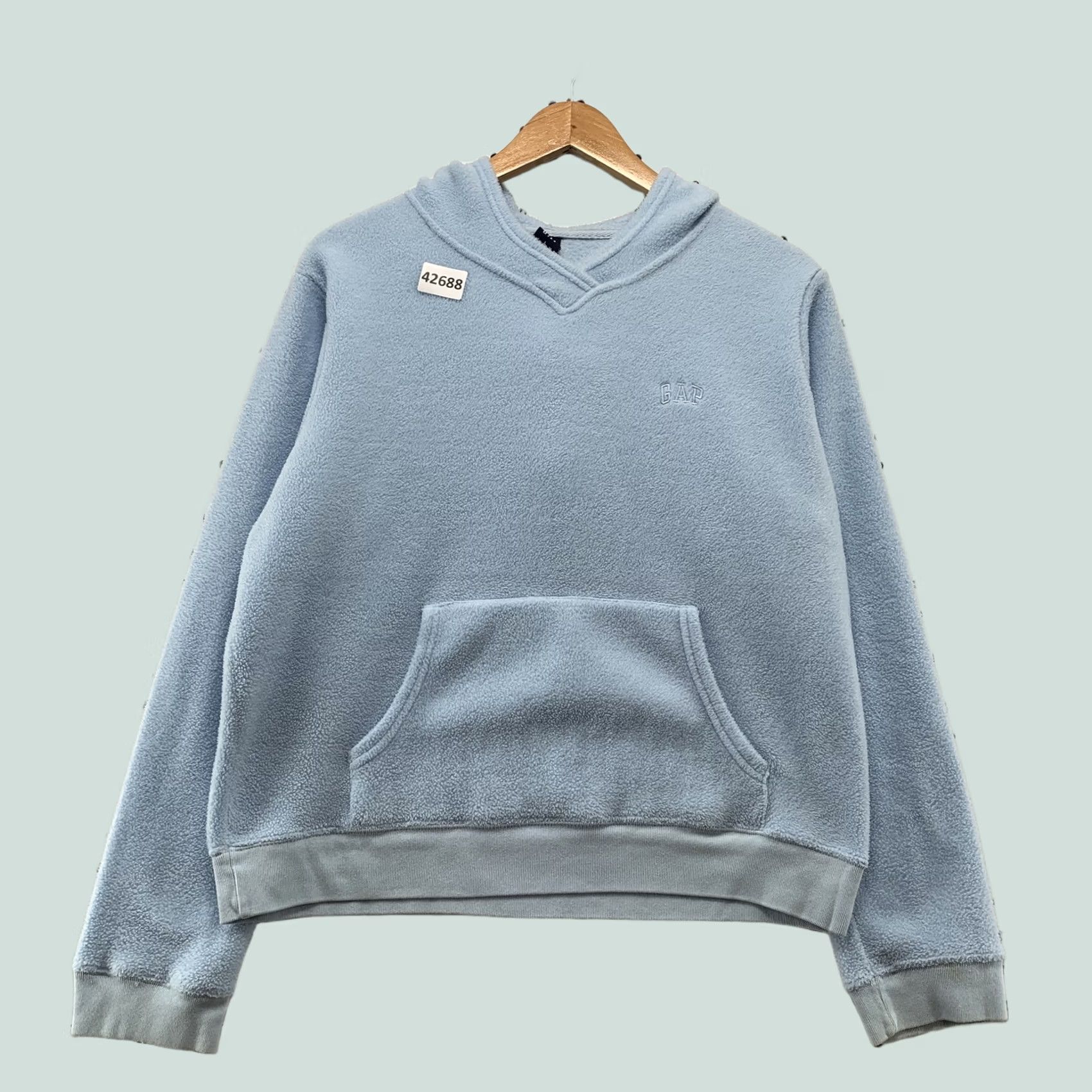 Gap VINTAGE Gap Hoodie Sweatshirt Women Large Fleece Light Blue Long Sleeve Pullover Size L / US 10 / IT 46 - 1 Thumbnail