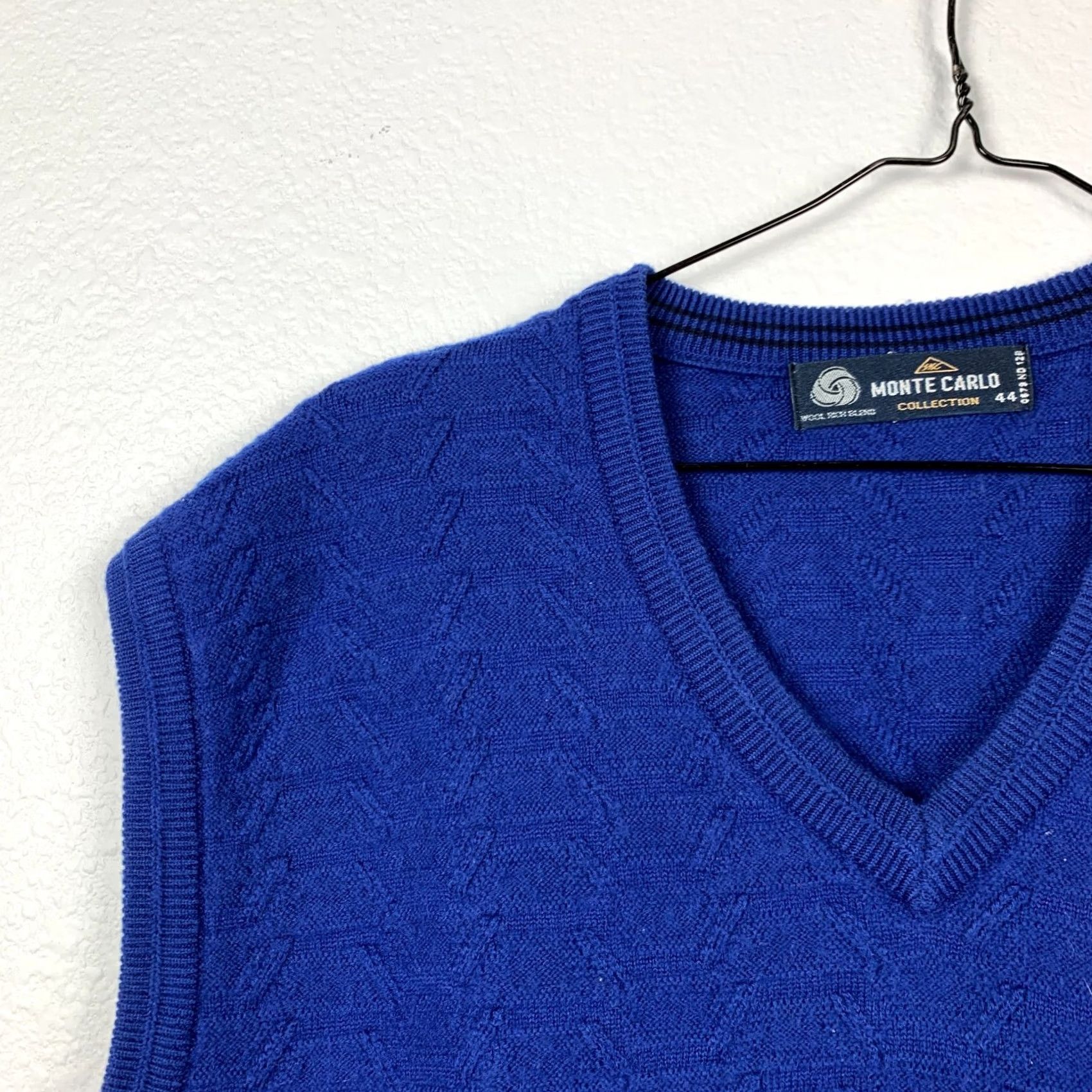 Vintage VINTAGE Monte Carlo Blue Merino Wool Blend V-Neck Sweater Vest XL 44 Adults Womens Mens Knits Size US XL / EU 56 / 4 - 2 Thumbnail