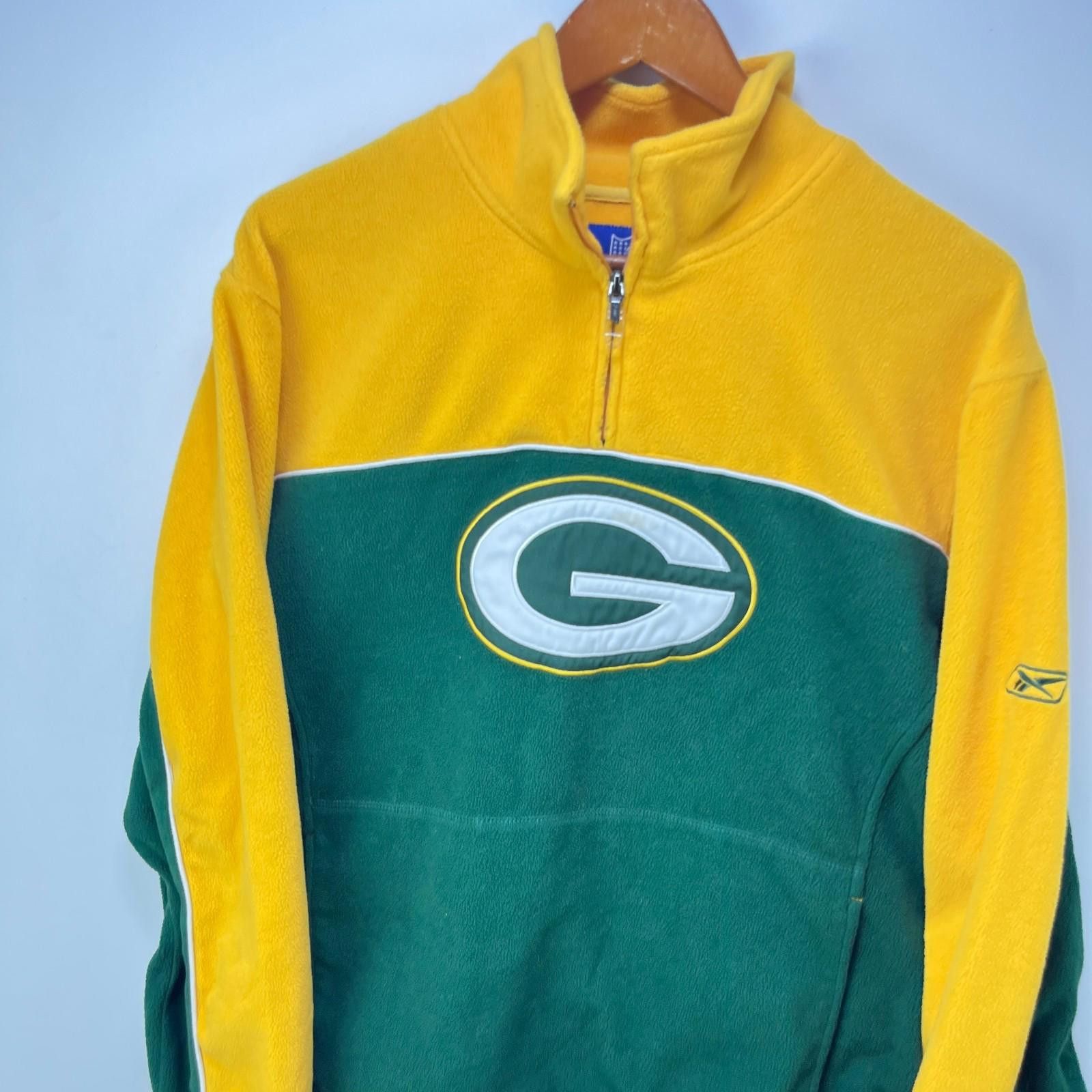 Reebok Vintage 90s Green Bay Packers Quarter Zip Sweater Medium Size ONE SIZE - 3 Thumbnail
